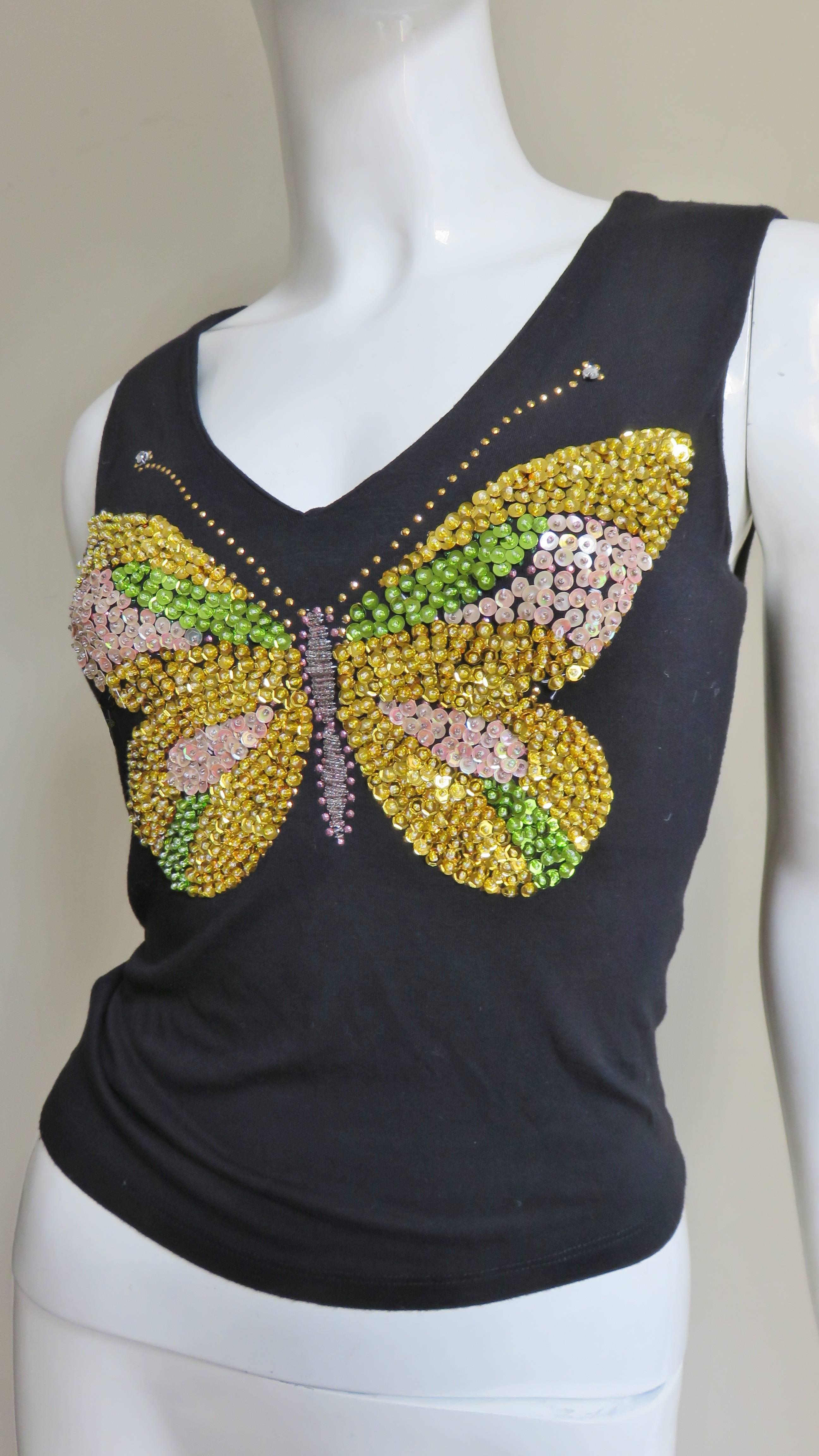 1980s Christian Lacroix Butterfly Beaded T-Shirt 3