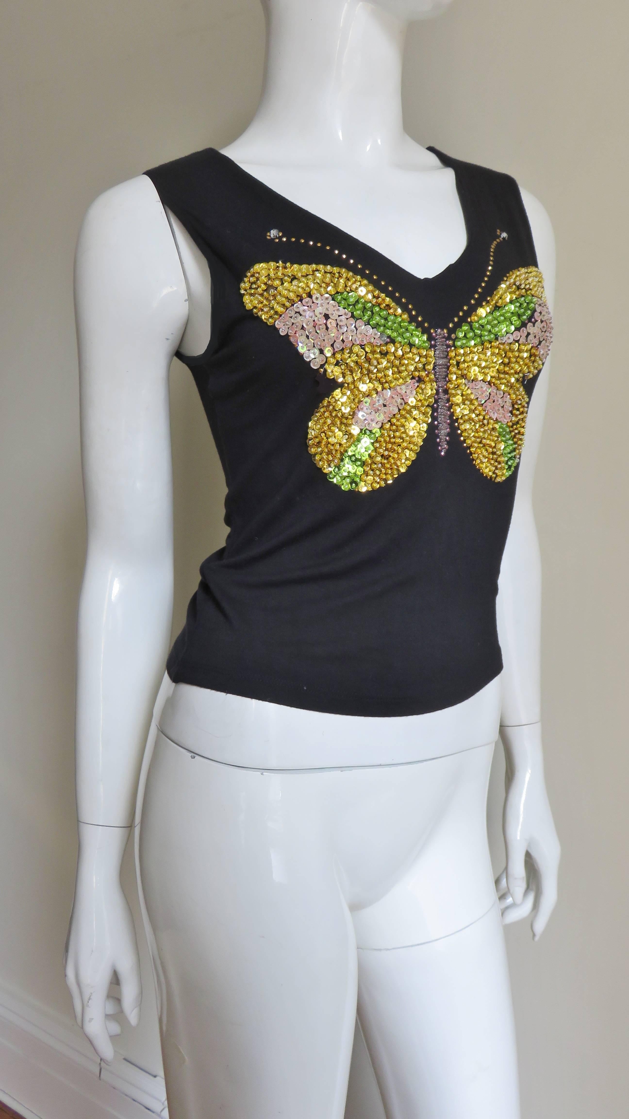 1980s Christian Lacroix Butterfly Beaded T-Shirt 4