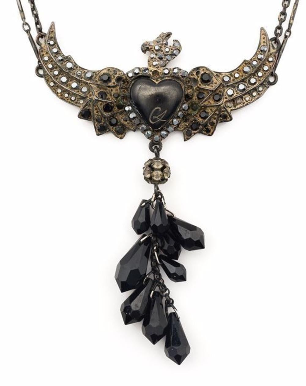 Women's 1980s Christian Lacroix Heart Bird Necklace For Sale