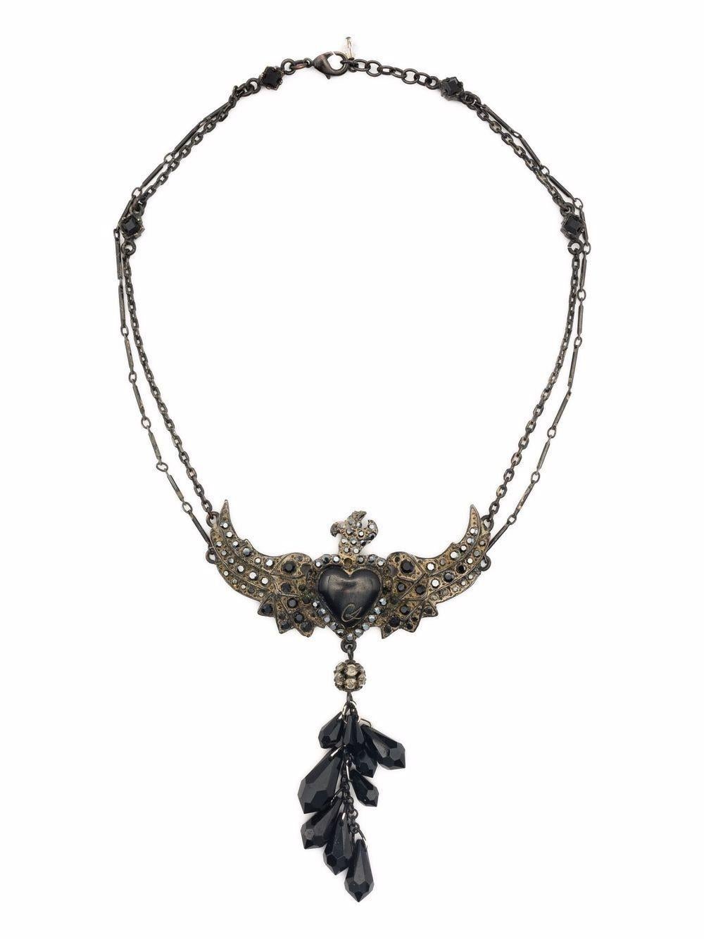 1980s Christian Lacroix Heart Bird Necklace For Sale 1