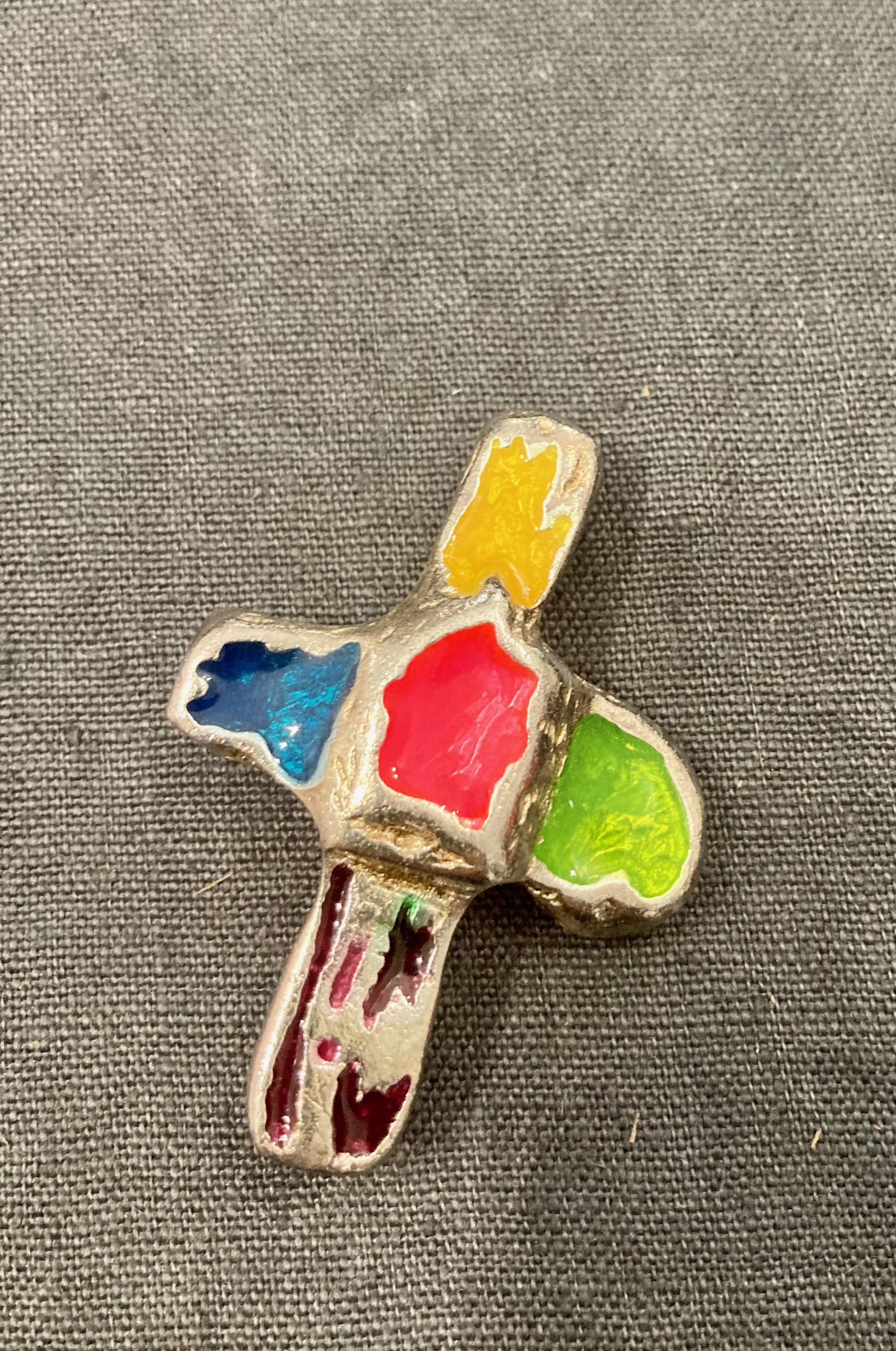 1980s Christian Lacroix Multicolour Cross Brooch In Excellent Condition In Paris, FR