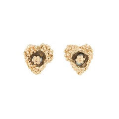 1980s Christian Lacroix Textured Gold Tone Hearts Earrings