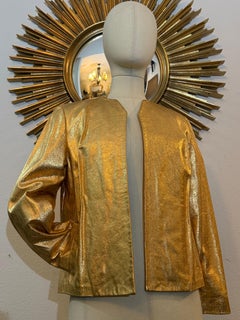 Giacca sartoriale anni '80 Christian Mayteau Couture in pelle oro dorato