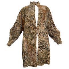 1980s Christine Vogdt Leopard Wool Knit Leopard Cardigan w Pony Skin Patchwork 1980s Christine Vogdt Leopard Wool Knit Leopard Cardigan w Pony Skin Patchwork