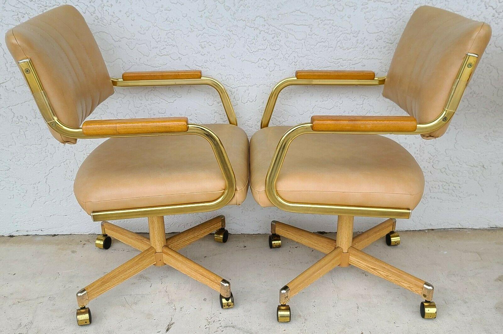 Late 20th Century 1980's Chromcraft Leather Dining Game Chairs & Table For Sale
