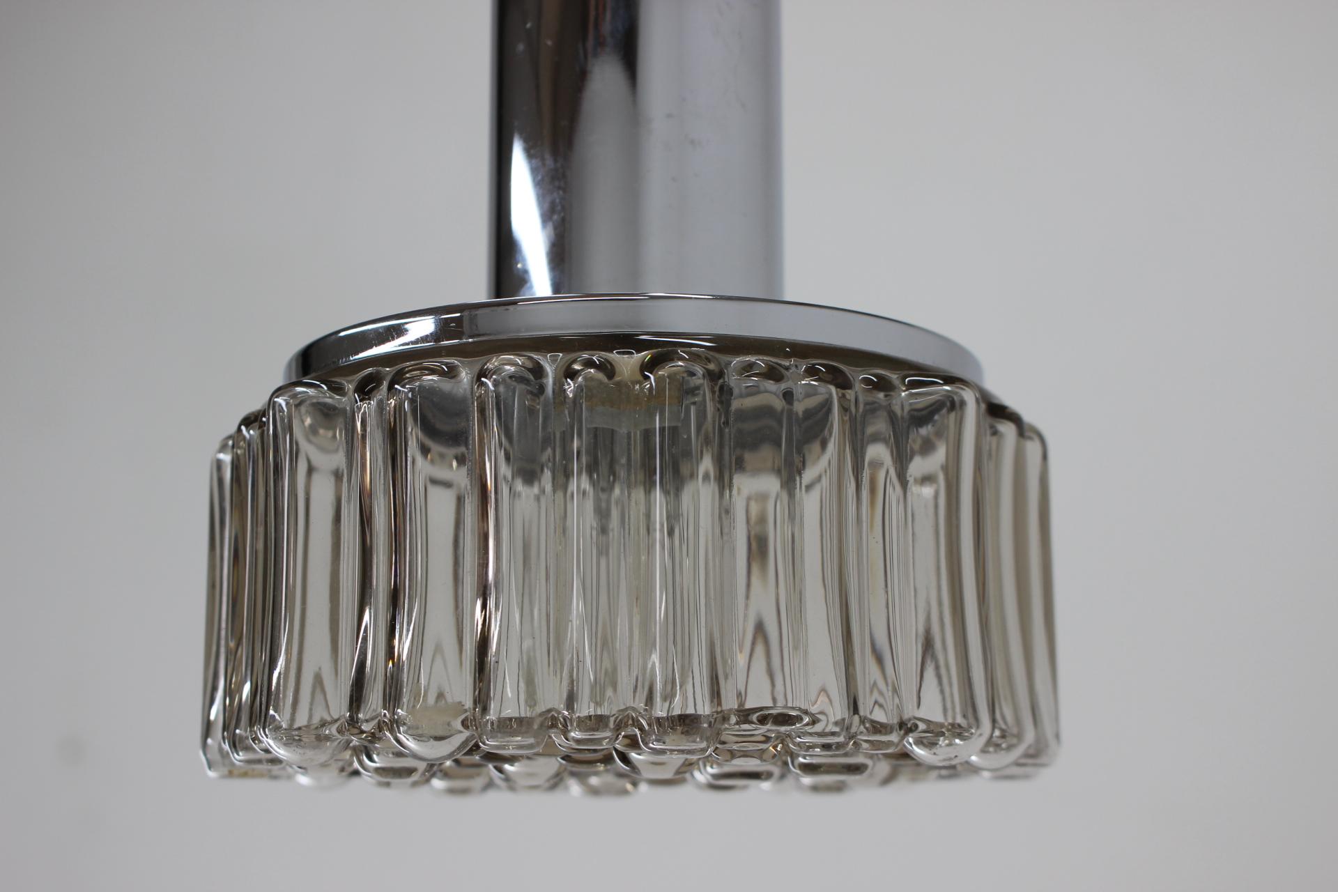 Mid-Century Modern 1980s Chrome and Glass Pendant Lamp, Germany For Sale