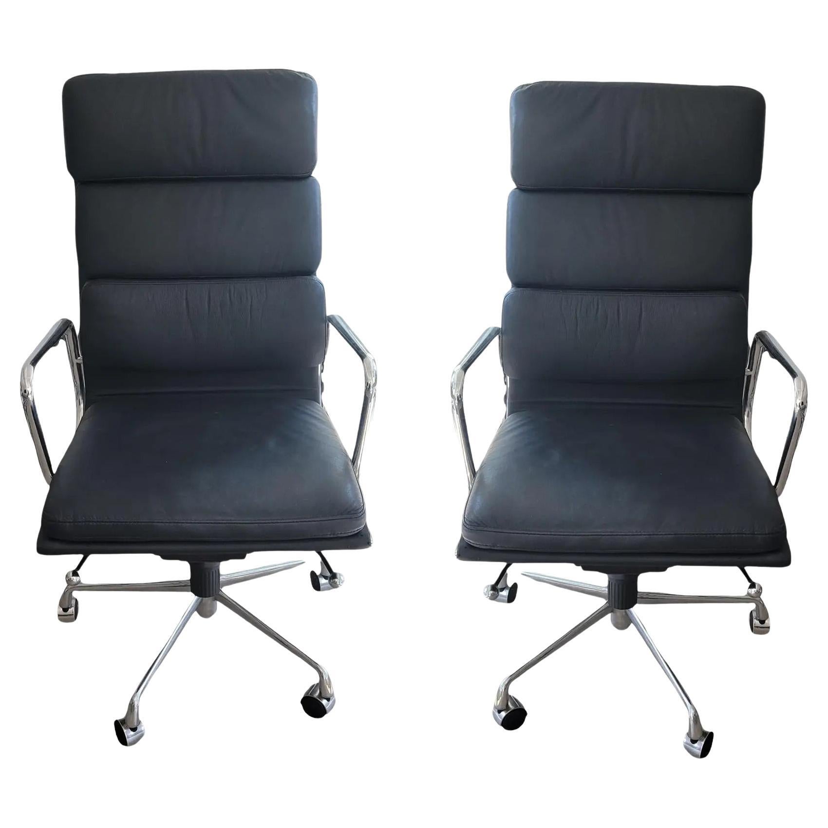 1980s Chrome and Leather Desk Chairs - a Pair