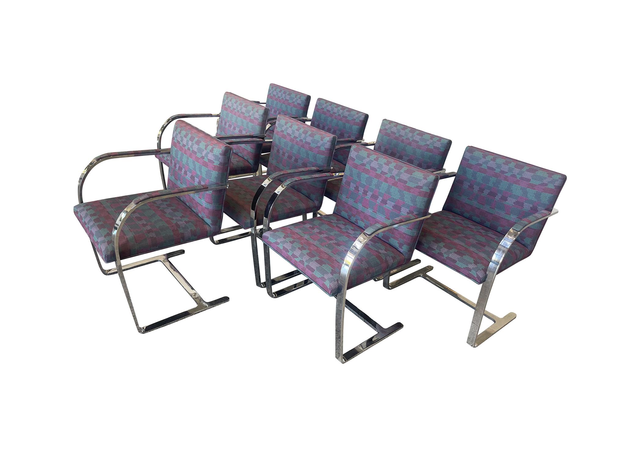 Modern 1980s Chrome Chairs Attributed to Ludwig Mies van der Rohe, a Set of 8