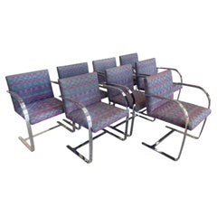 1980s Chrome Chairs Attributed to Ludwig Mies van der Rohe, a Set of 8