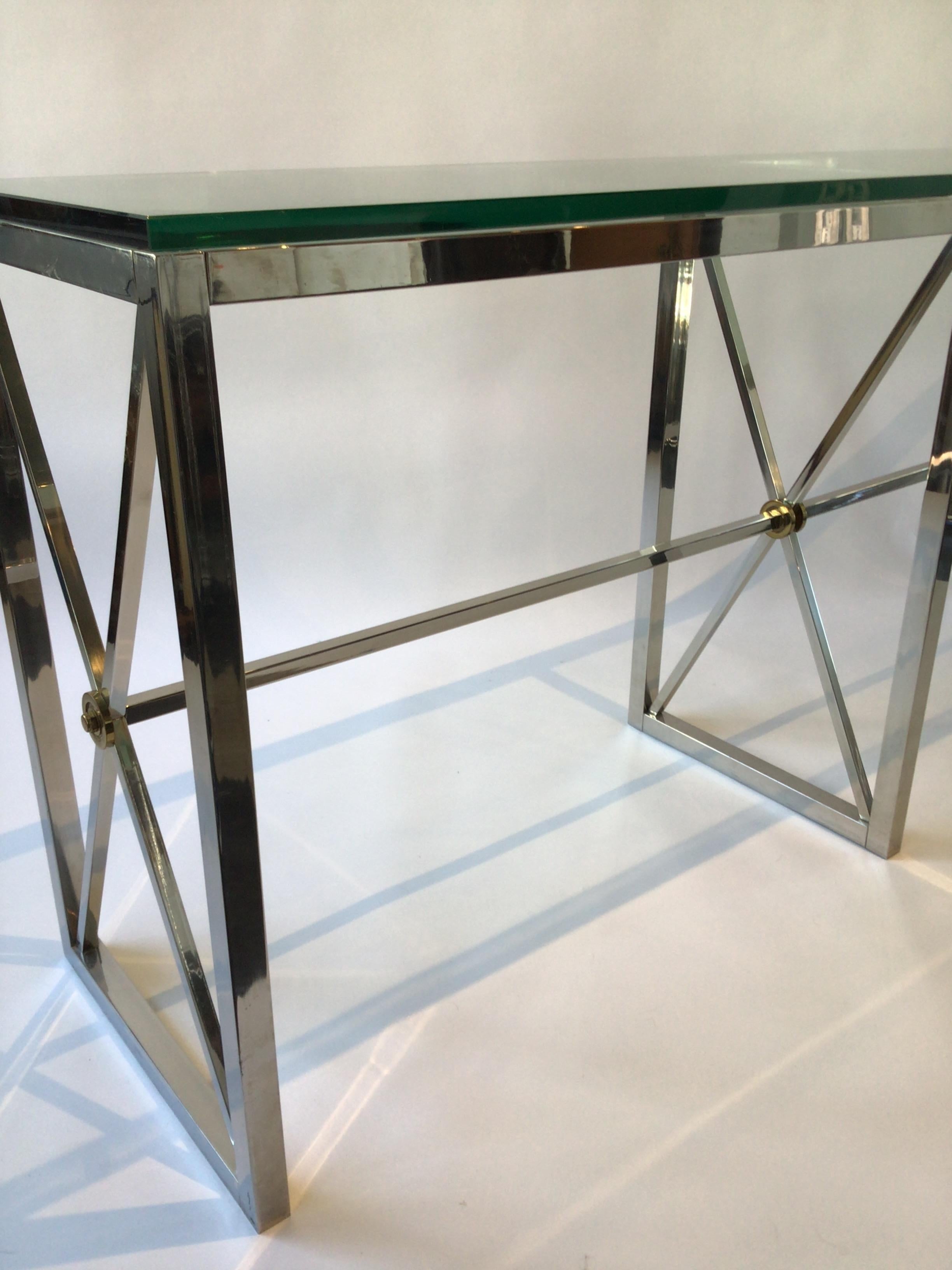 1980s Chrome/Glass  Classical “X” Console For Sale 3