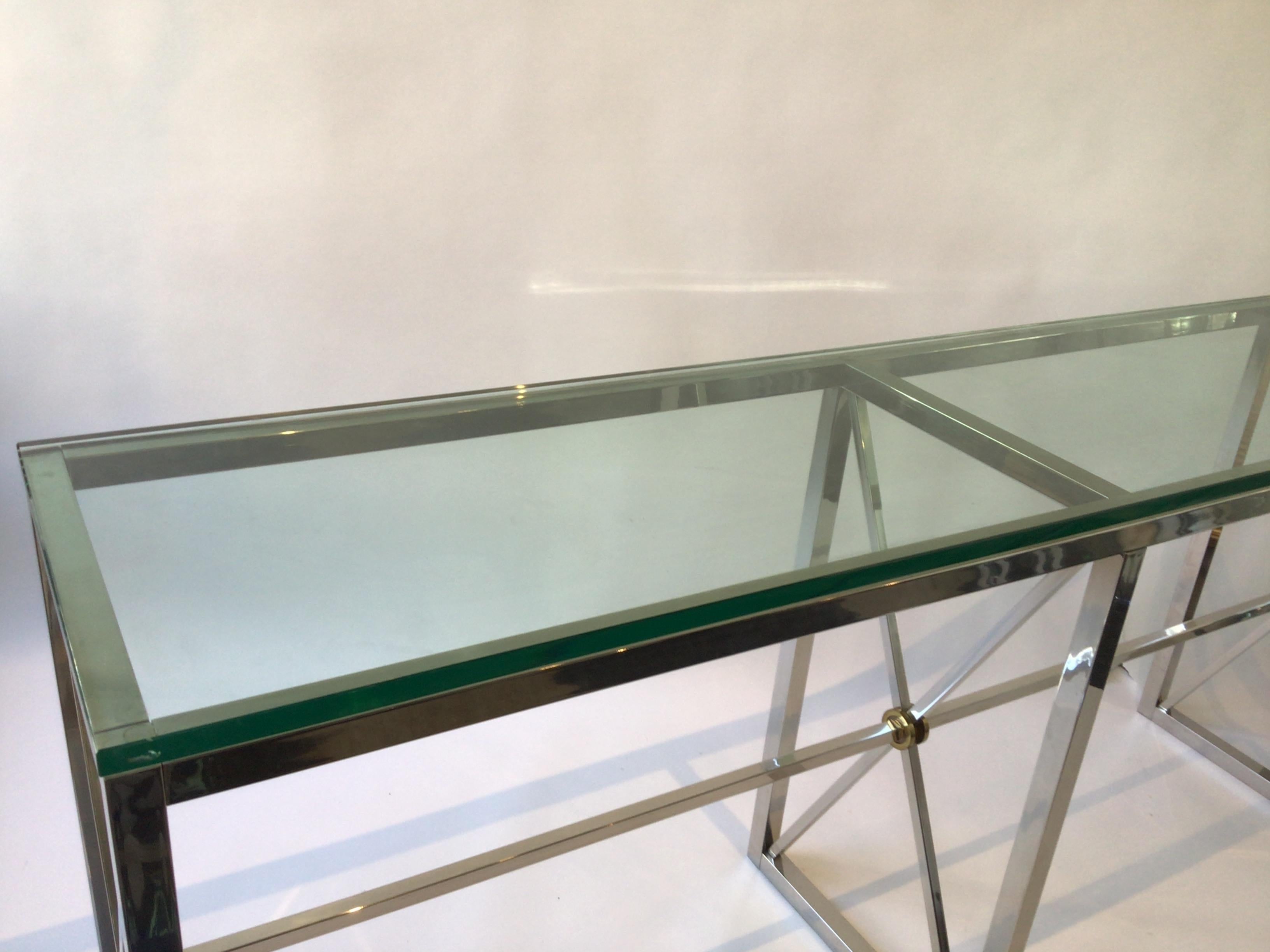 1980s Chrome/Glass  Classical “X” Console For Sale 4