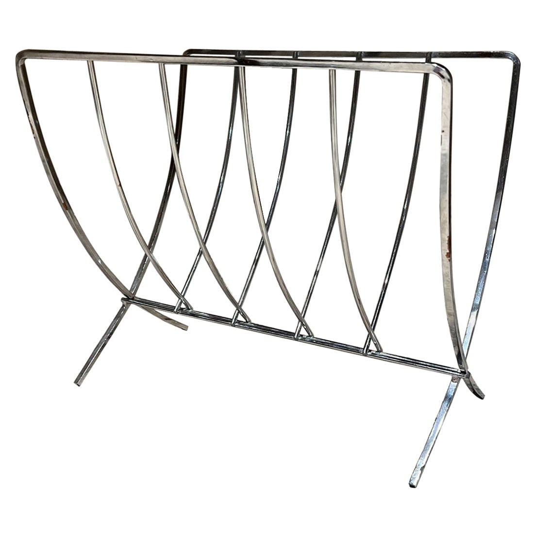 1980s Chrome Magazine Rack Foldable