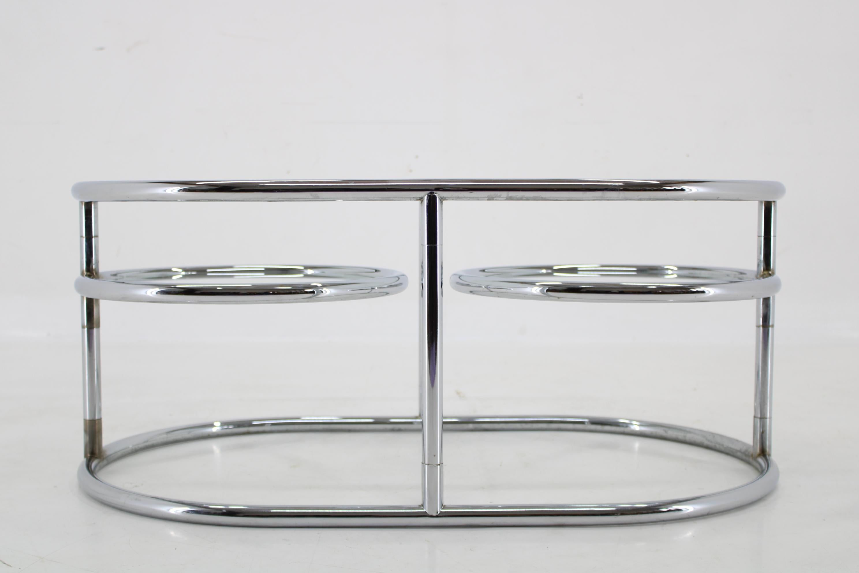 Mid-Century Modern Table basse tubulaire chromée des années 1980 avec plateau en verre, Allemagne