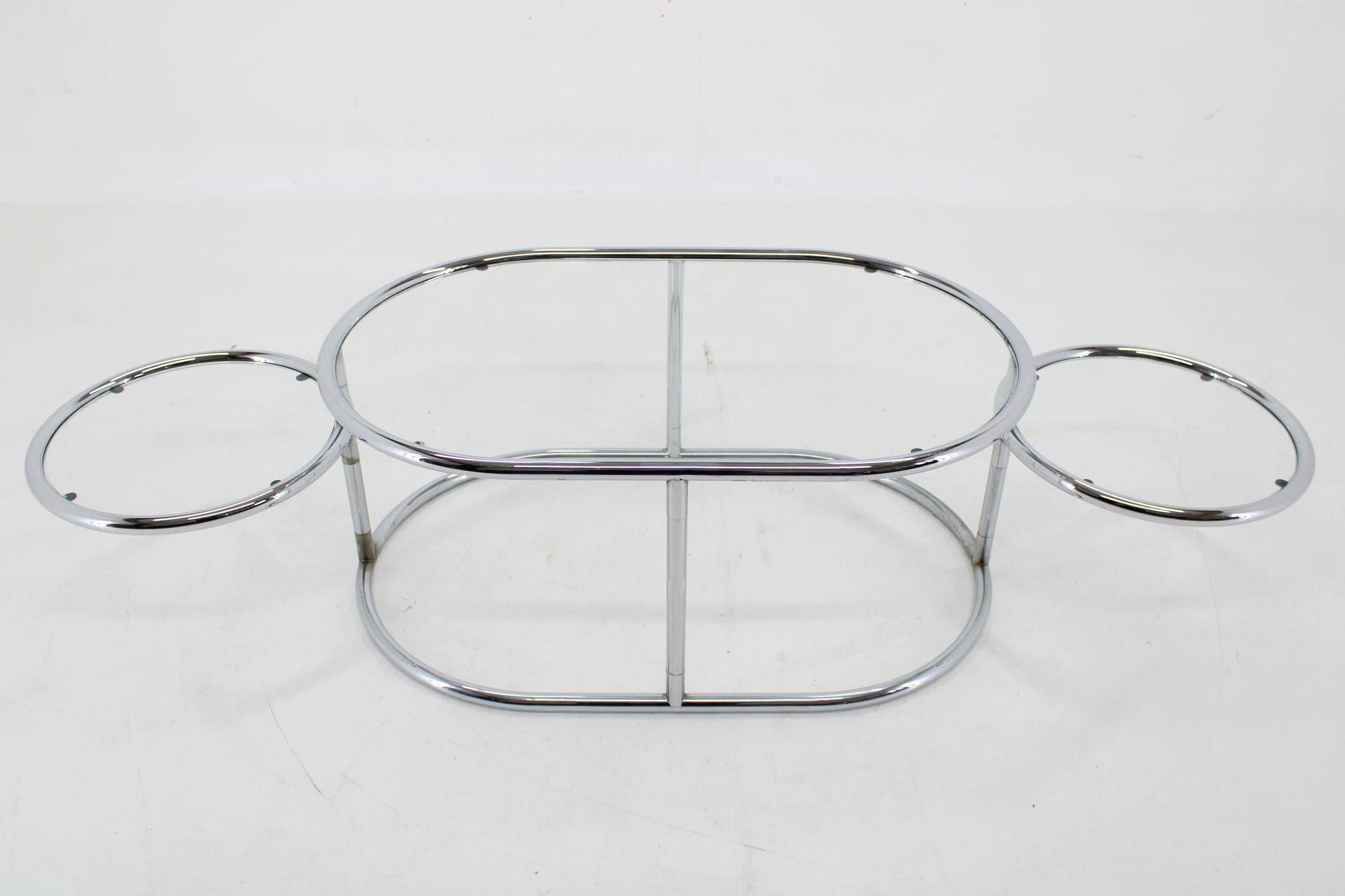 1980s Chrome Plated Tubular Coffee Table with Glass Top, Germany In Good Condition In Praha, CZ