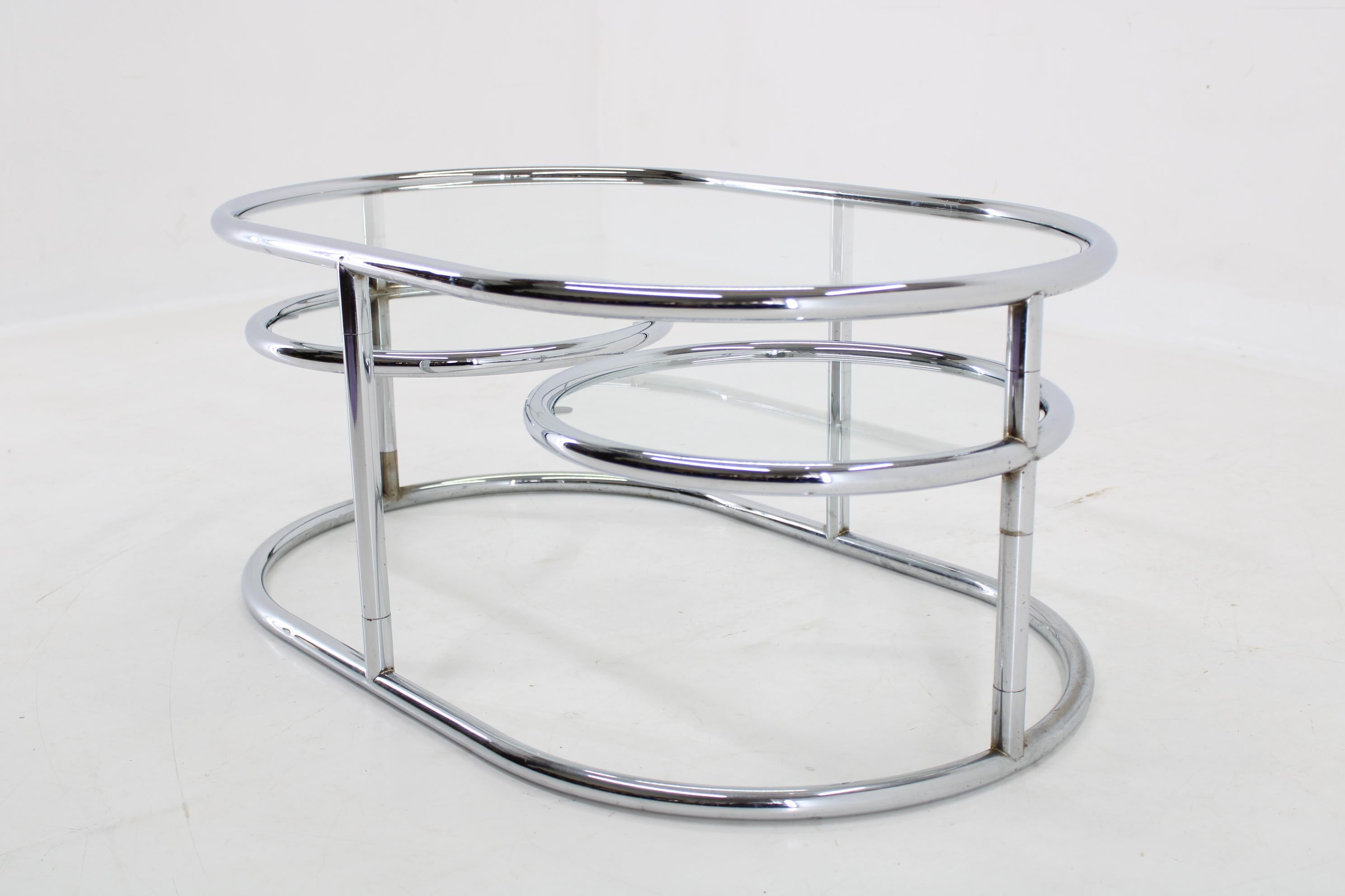 1980s Chrome Plated Tubular Coffee Table with Glass Top, Germany 1