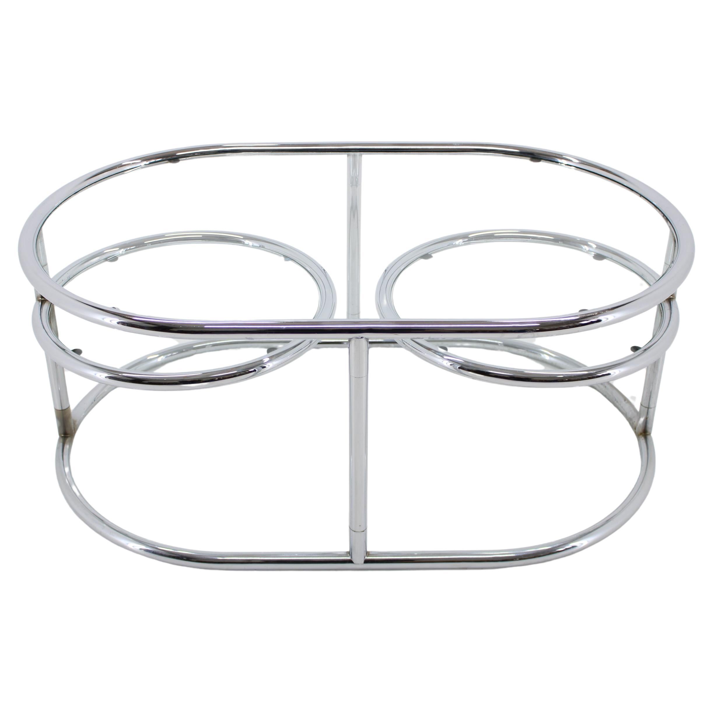 1980s Chrome Plated Tubular Coffee Table with Glass Top, Germany