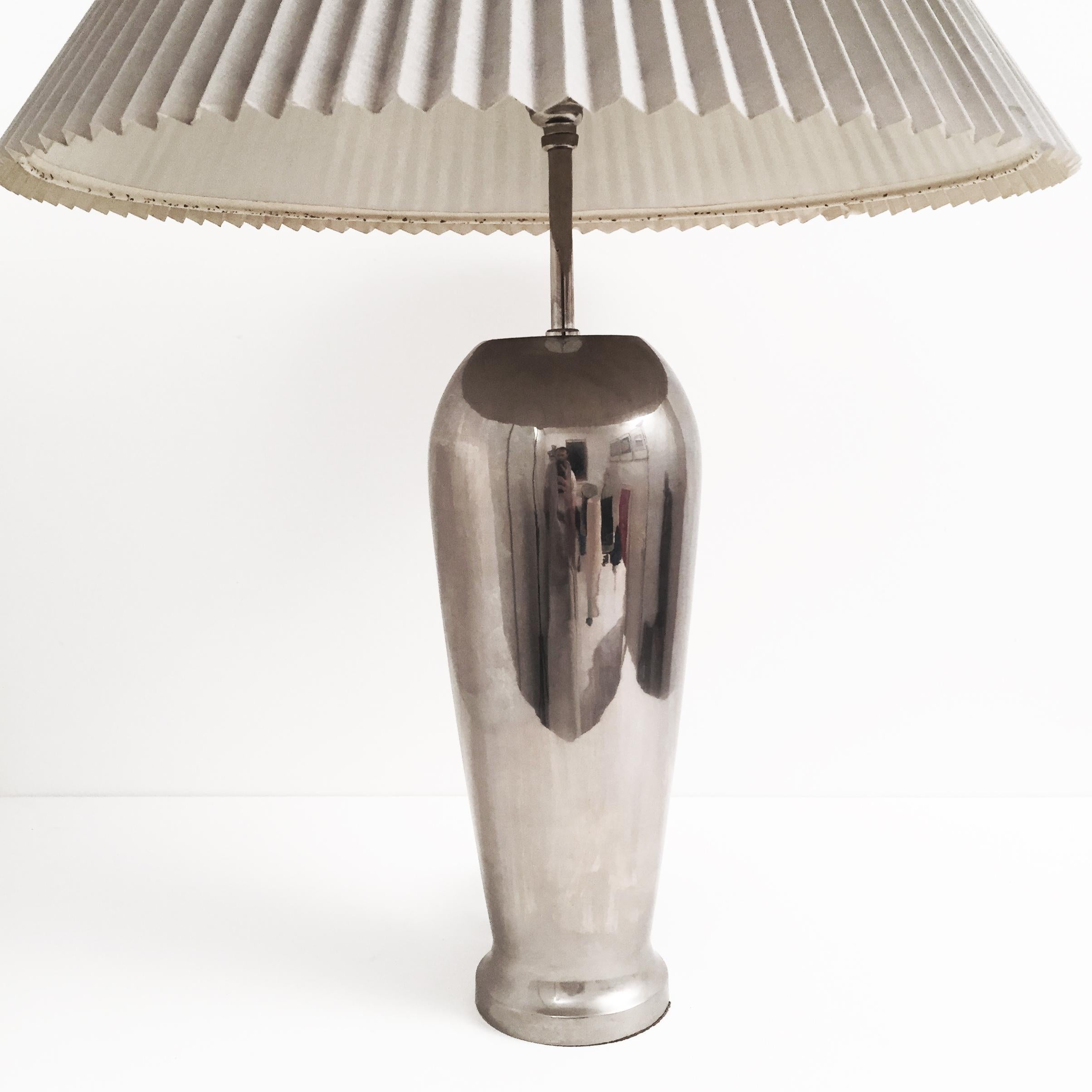 Post-Modern 1980s Chrome Table Lamps with Knife Pleat Hardback Shades For Sale