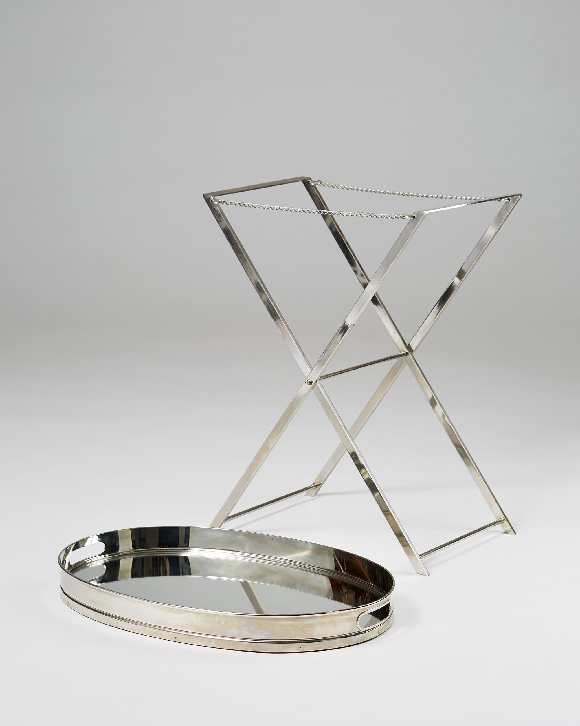 1980s Chrome Tray Table, Anonymous for Svenskt Tenn, Sweden (Skandinavische Moderne)