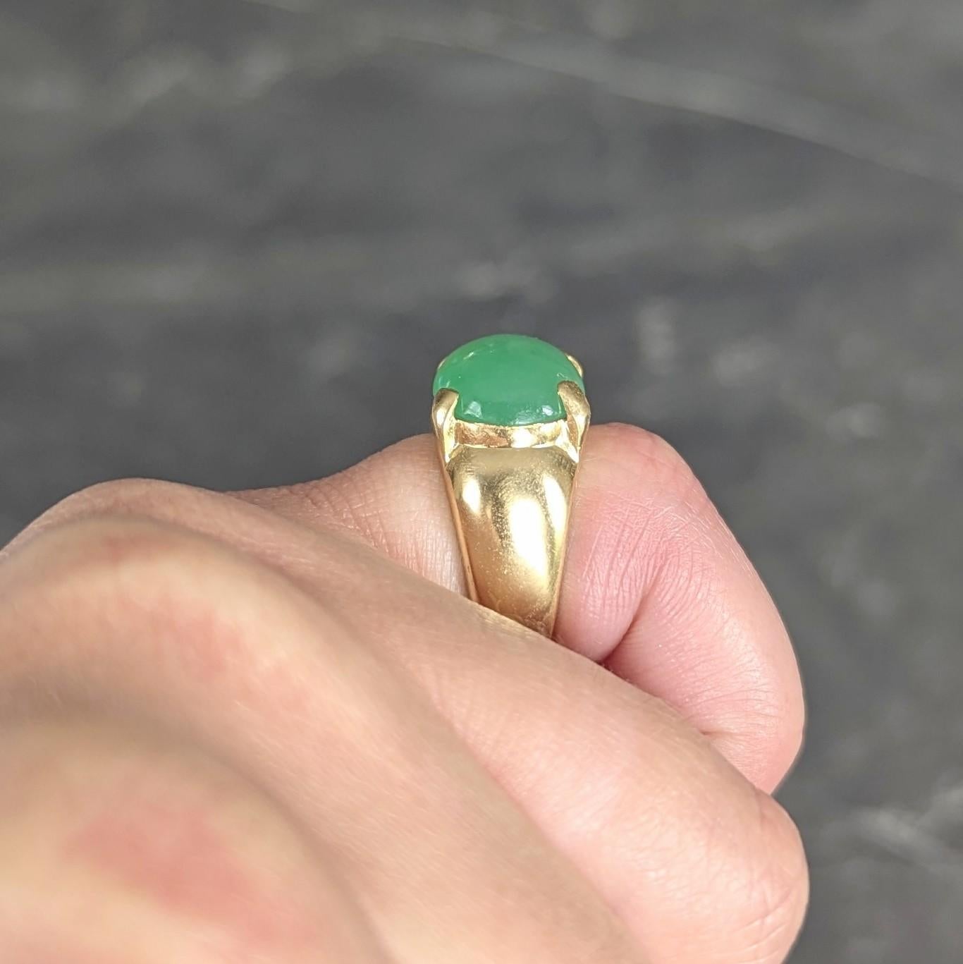 1980's Chrysoprase 18 Karat Yellow Gold Vintage Gemstone Ring im Angebot 6