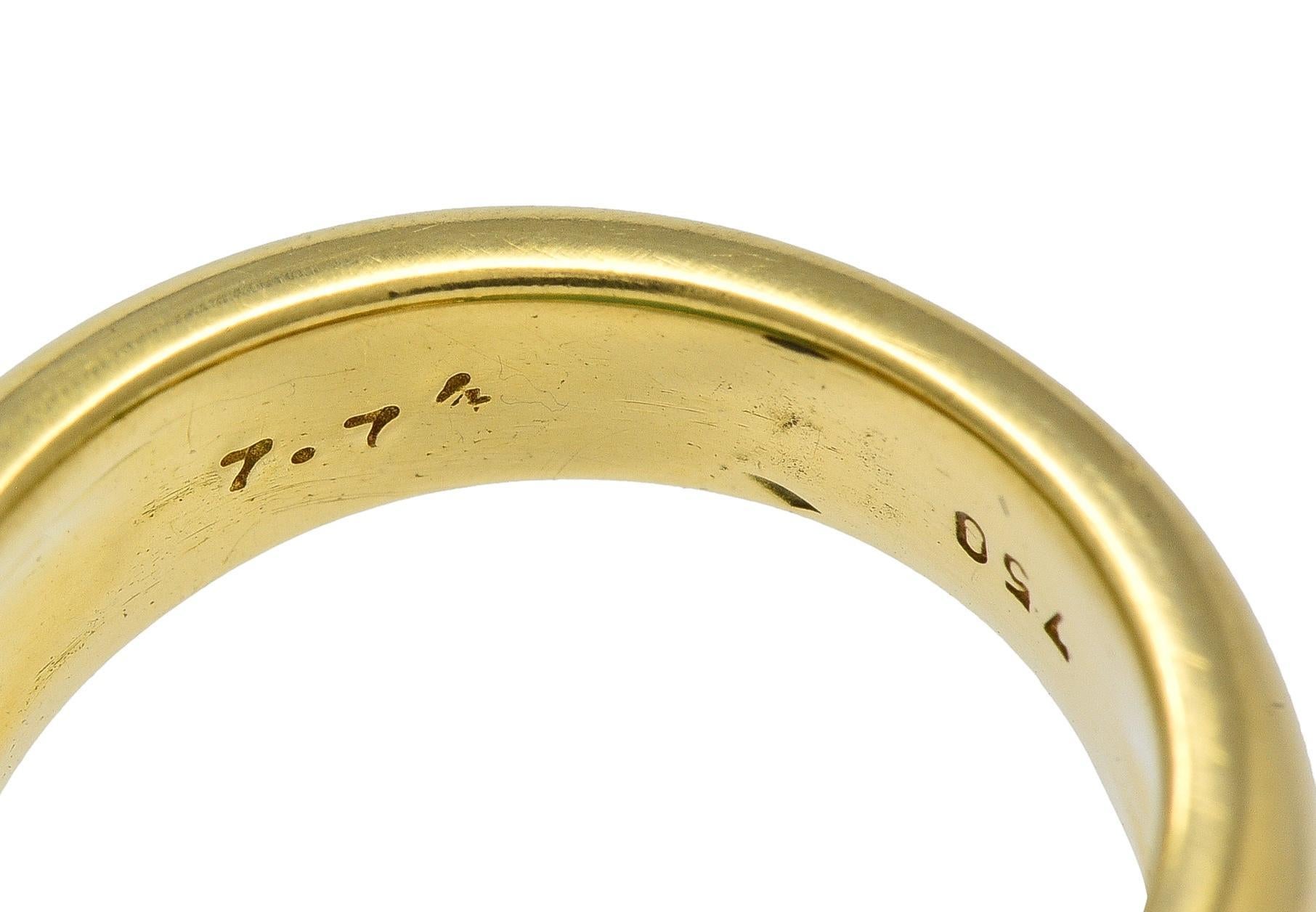 1980's Chrysoprase 18 Karat Yellow Gold Vintage Gemstone Ring im Angebot 2