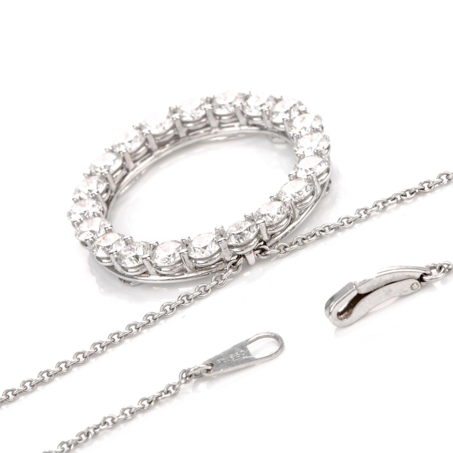 Women's 1980s Circle of Love Diamond Platinum/18 Karat Pendant Necklace