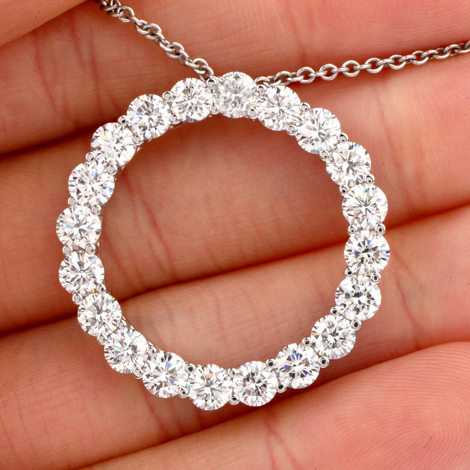 1980s Circle of Love Diamond Platinum/18 Karat Pendant Necklace 1