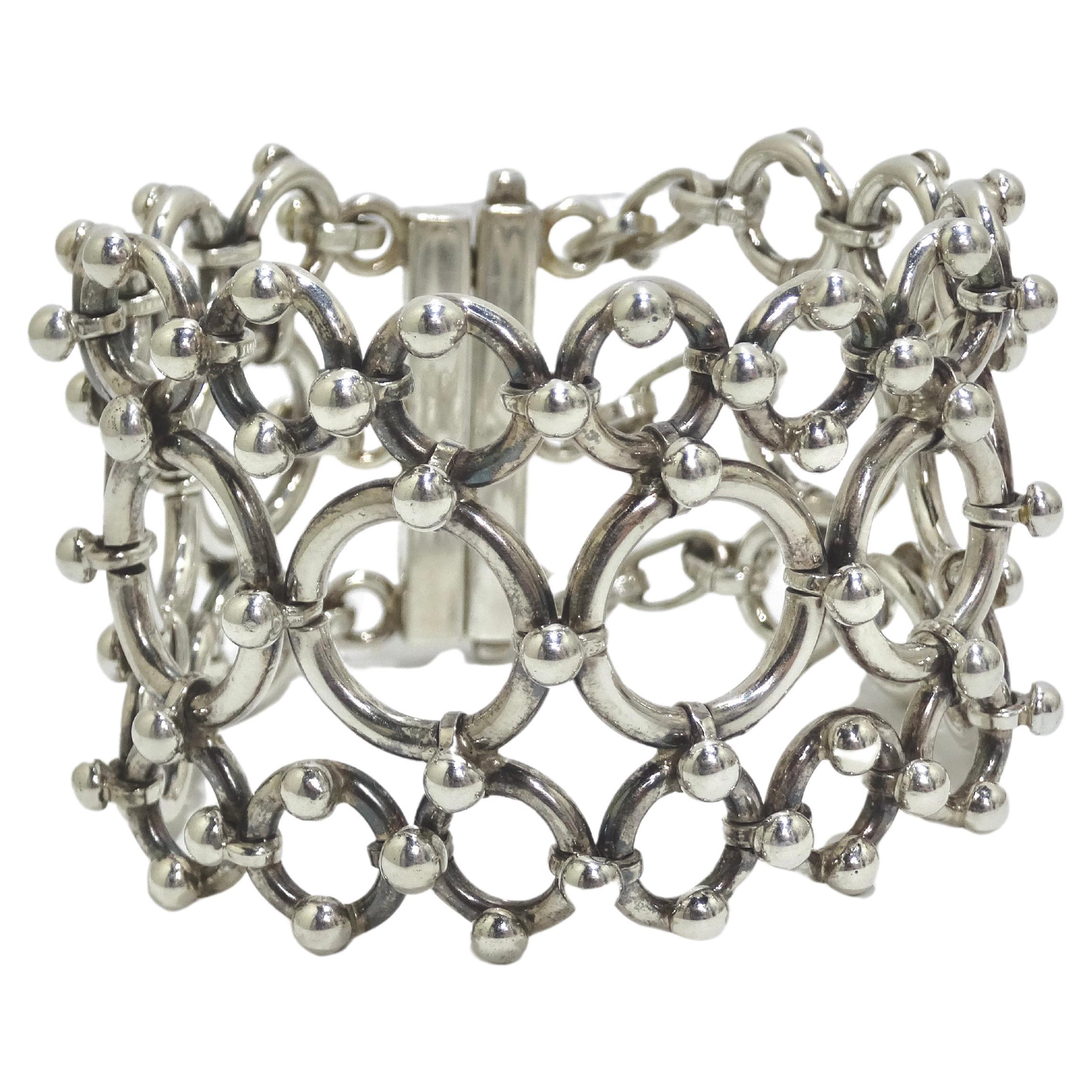 1980's Circular Silver Statement Bracelet