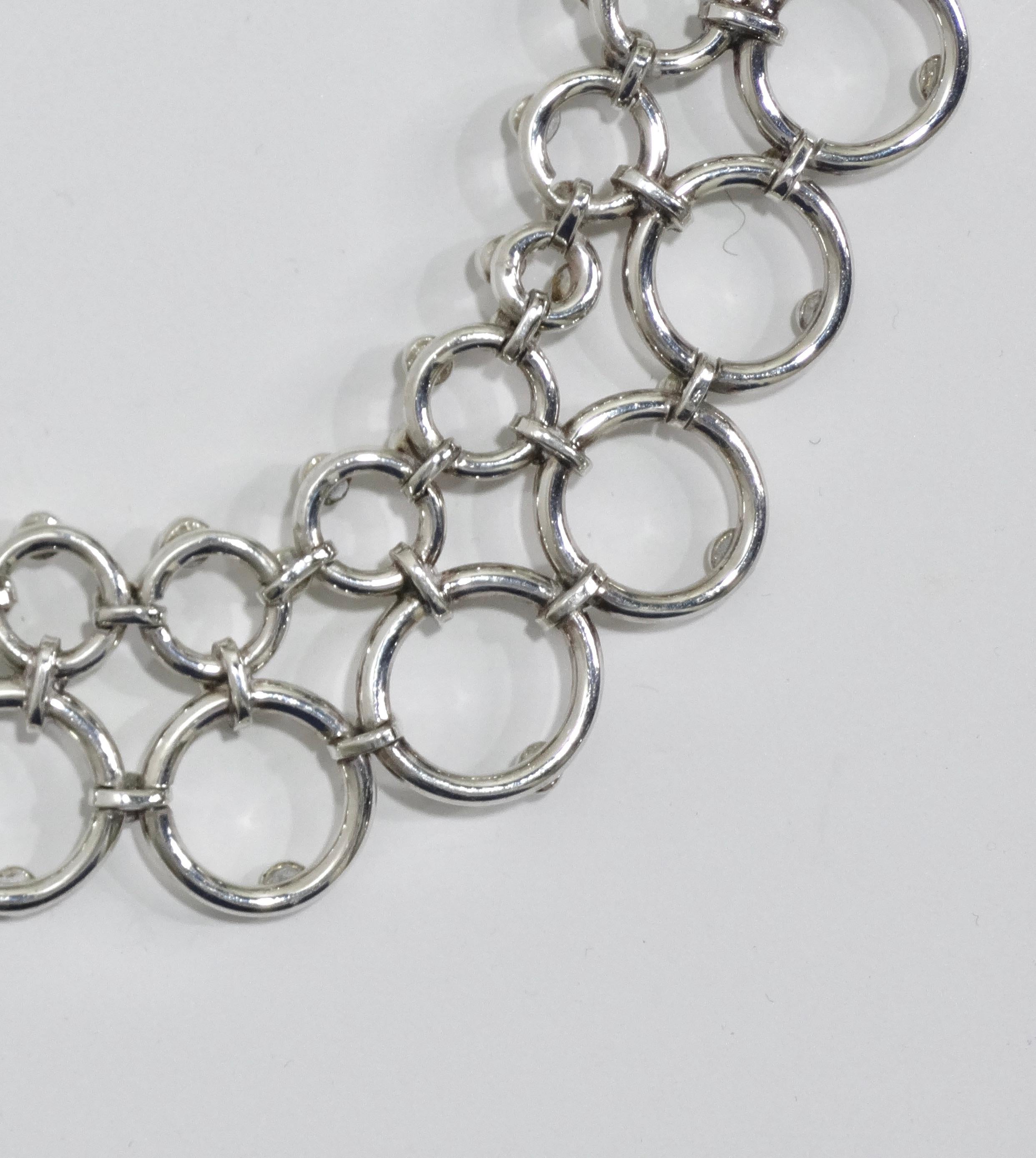 1980's Circular Silver Statement Necklace For Sale 2