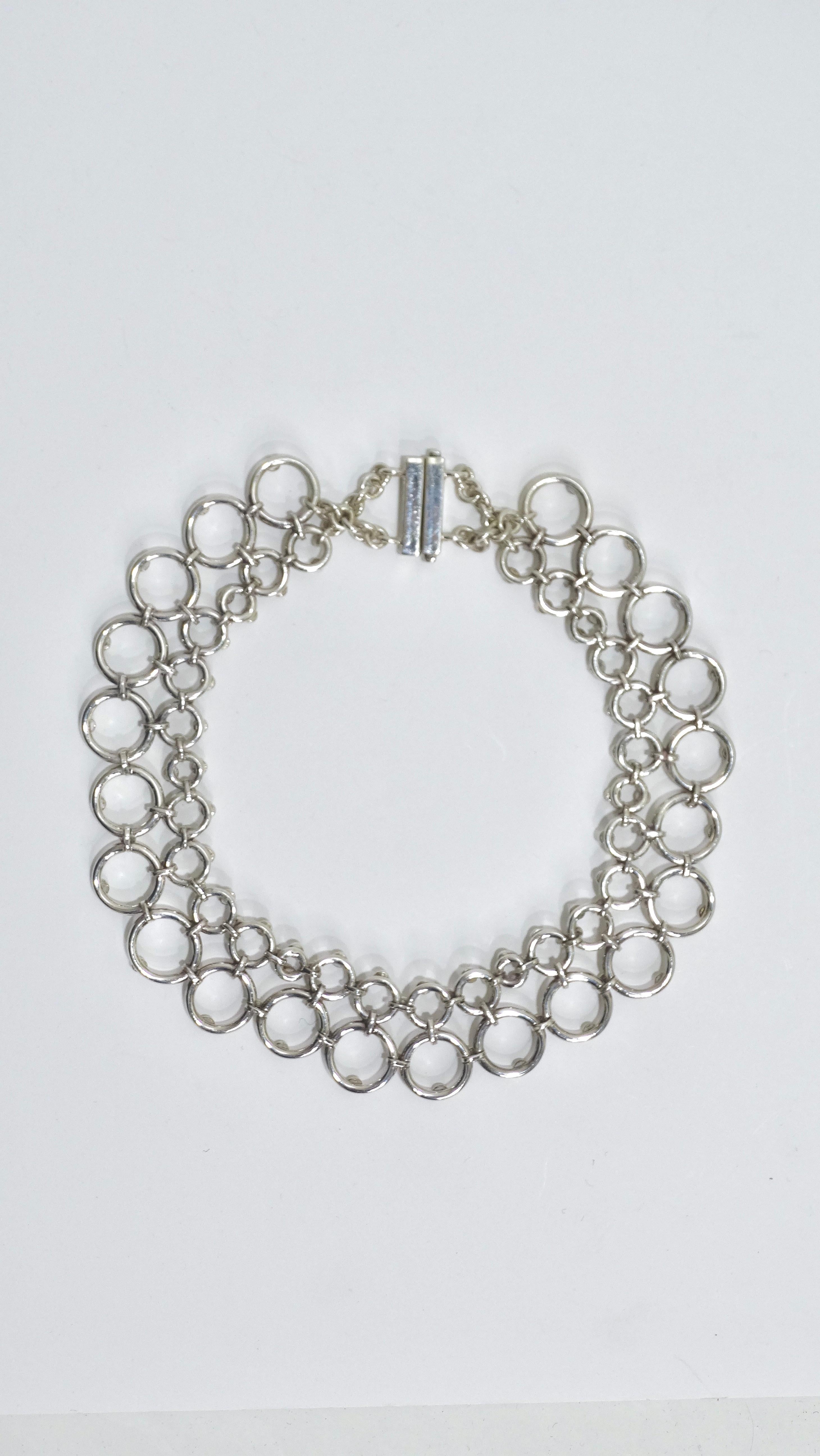 1980's Circular Silver Statement Necklace For Sale 4