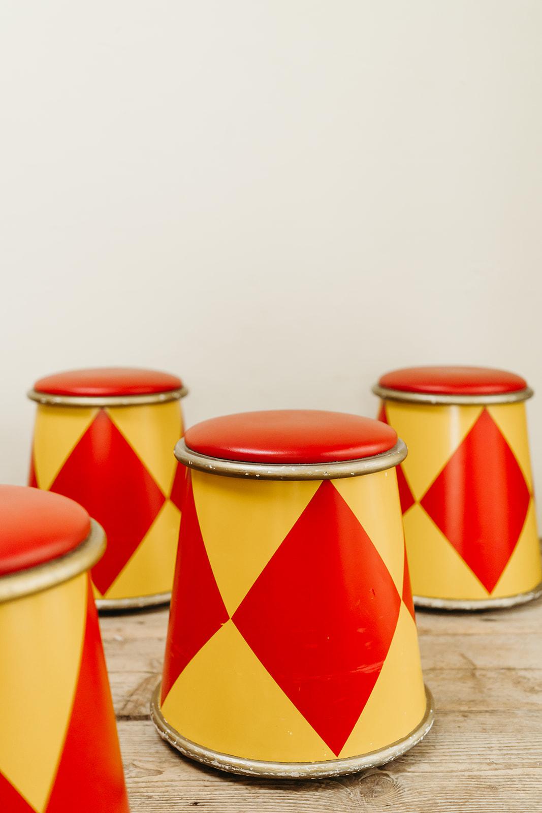 French 1980's circus stools from Eurodisney Hotel in Paris  For Sale