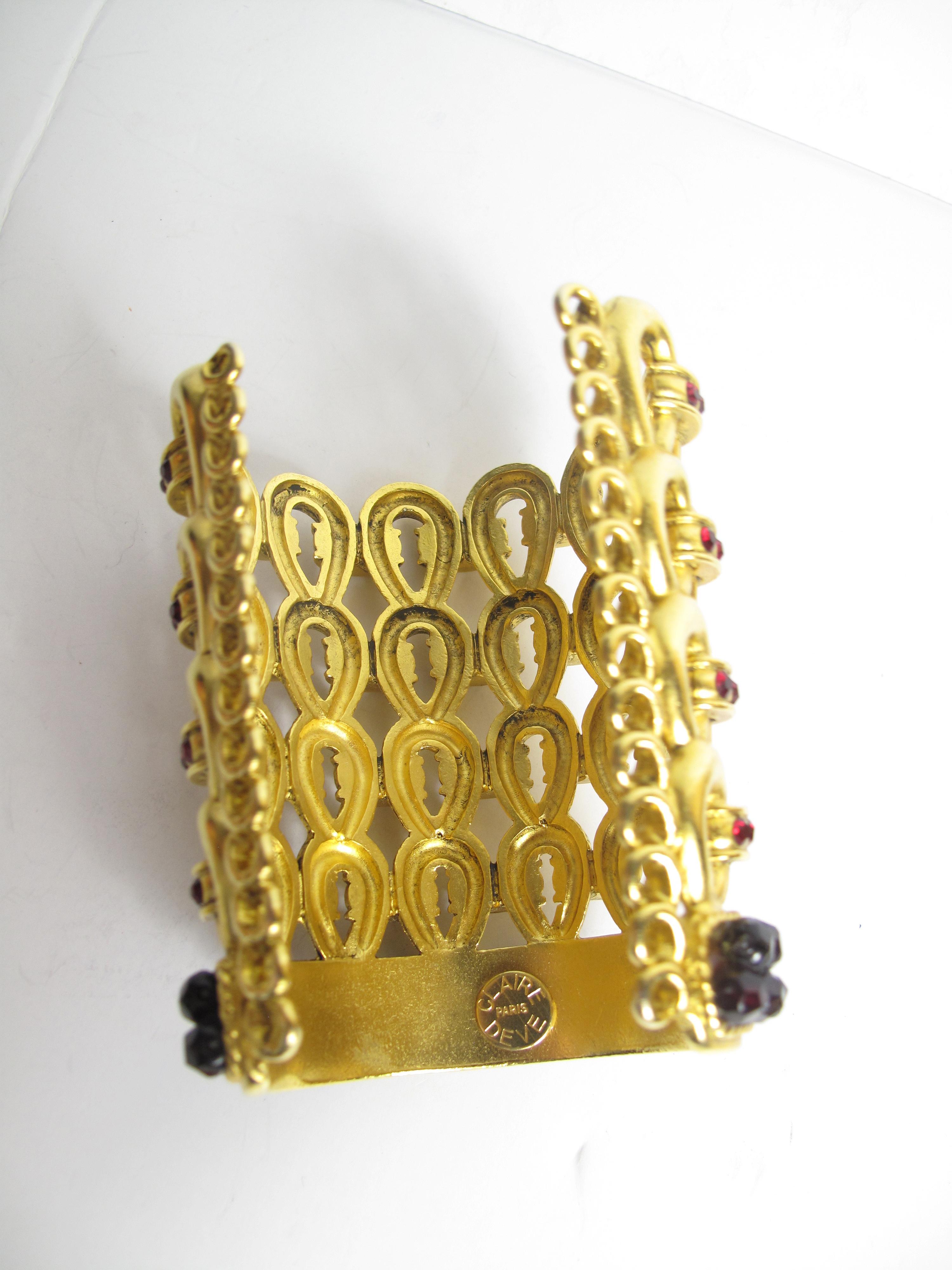 1980s Claire Deve Gold Plated Crystal Bracelet In Good Condition In Austin, TX