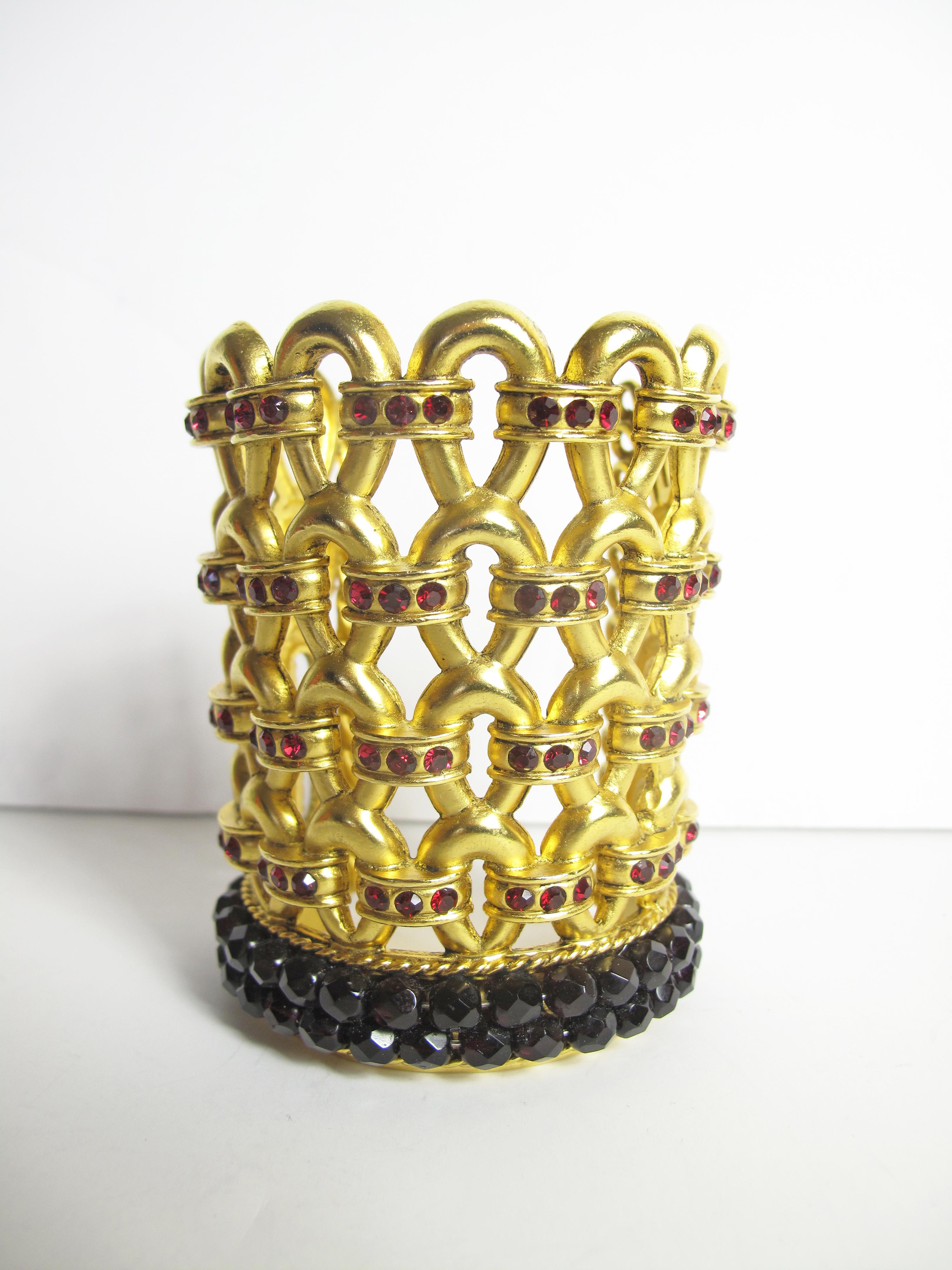 1980s Claire Deve Gold Plated Crystal Bracelet 1