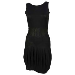 1980's CLAUDE MONTANA black knit dress with fishnet back