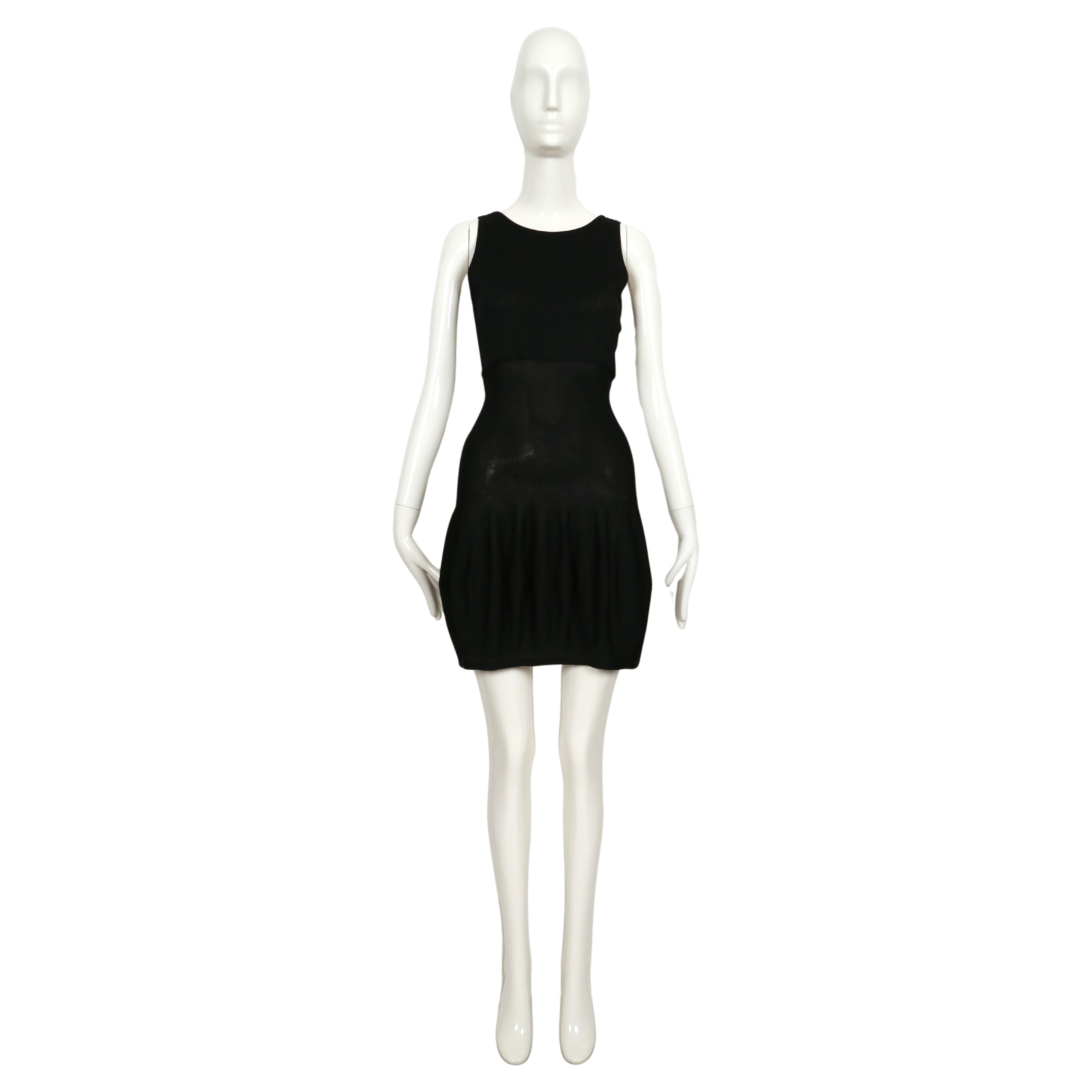 Black 1980's CLAUDE MONTANA black knit dress with fishnet back For Sale