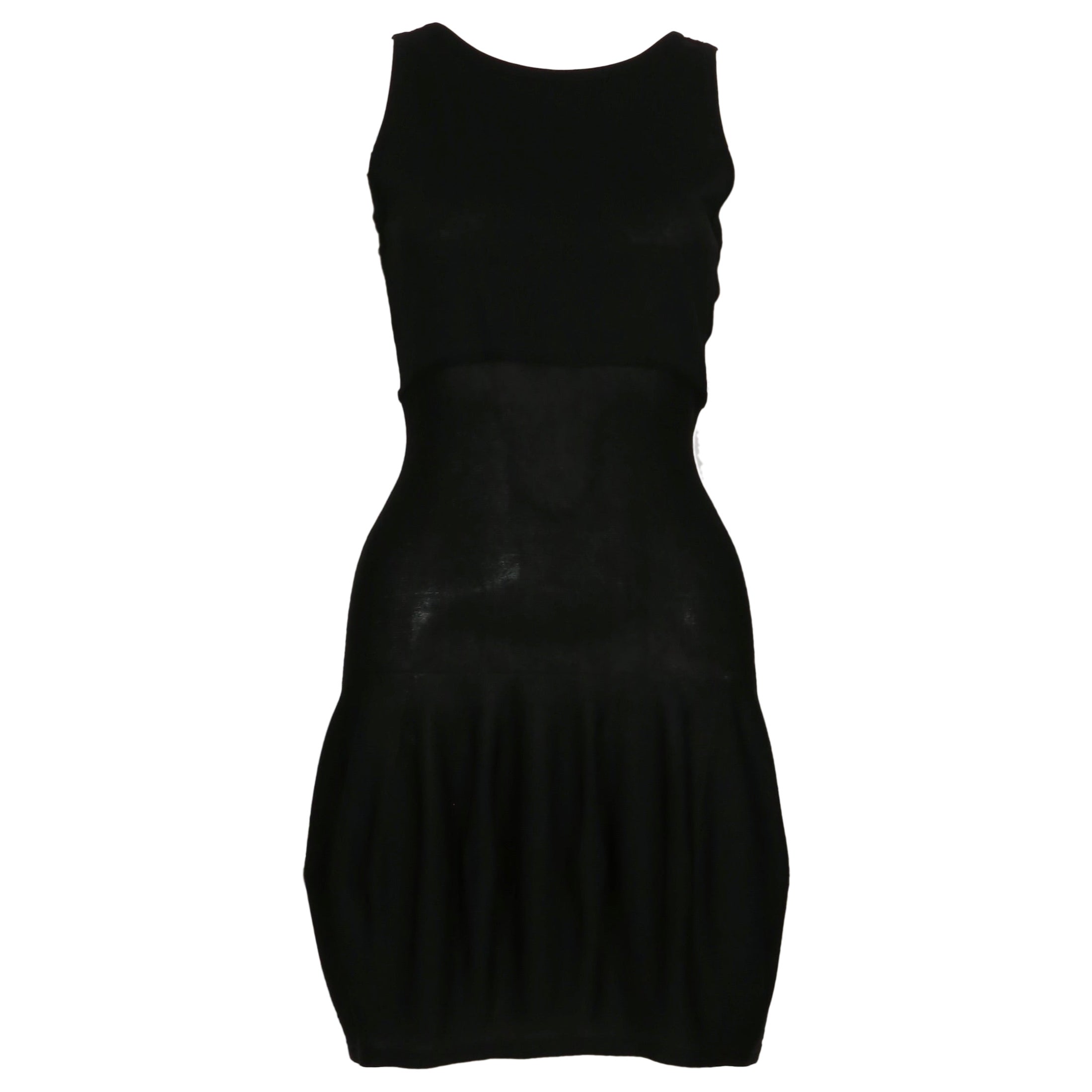 1980's CLAUDE MONTANA black knit dress with fishnet back