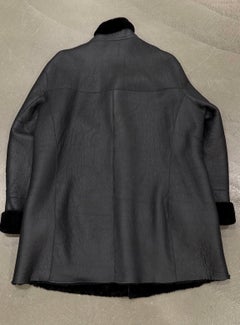 1980s Claude Montana black shearling leather coat
