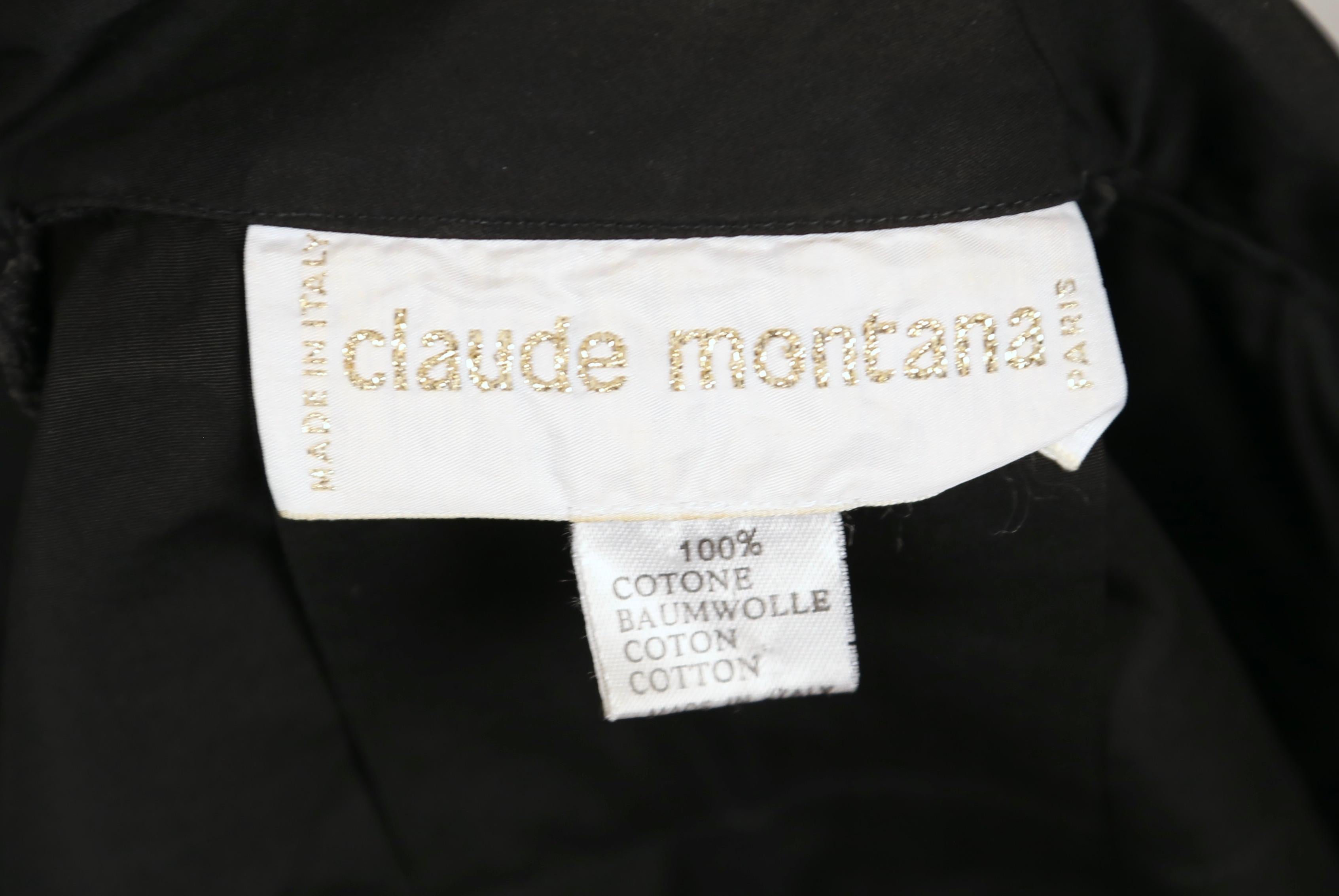 1980's CLAUDE MONTANA cropped black cotton shirt jacket with short sleeves 2