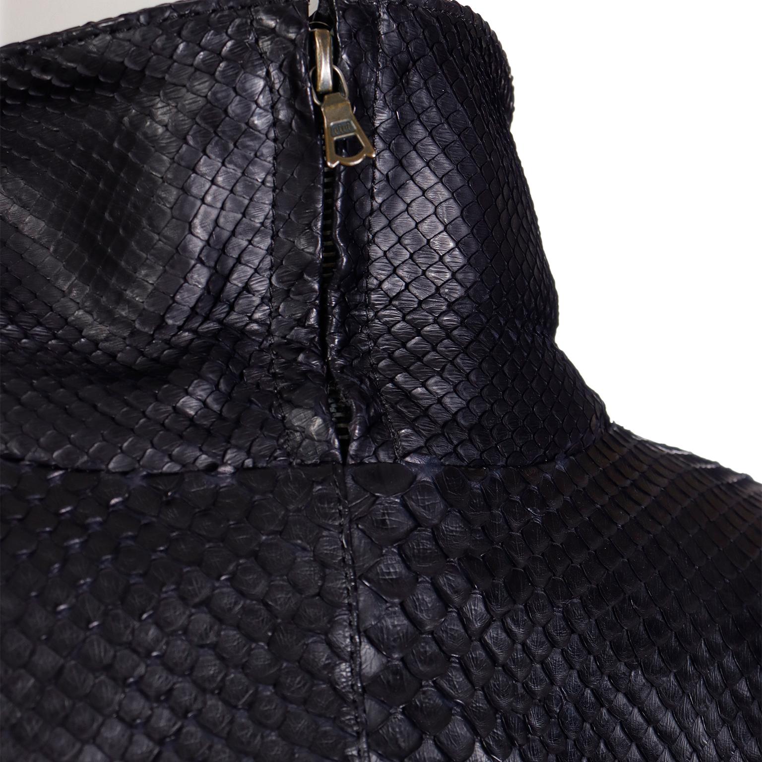 1980s Claude Montana Vintage Black Anaconda Snakeskin Asymmetrical Jacket 9