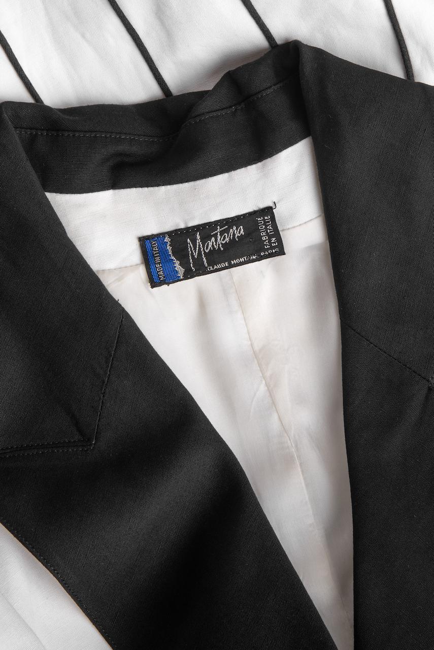 Early 1990s CLAUDE MONTANA White & Black Piping Detail Jacket & Shorts Suit 8