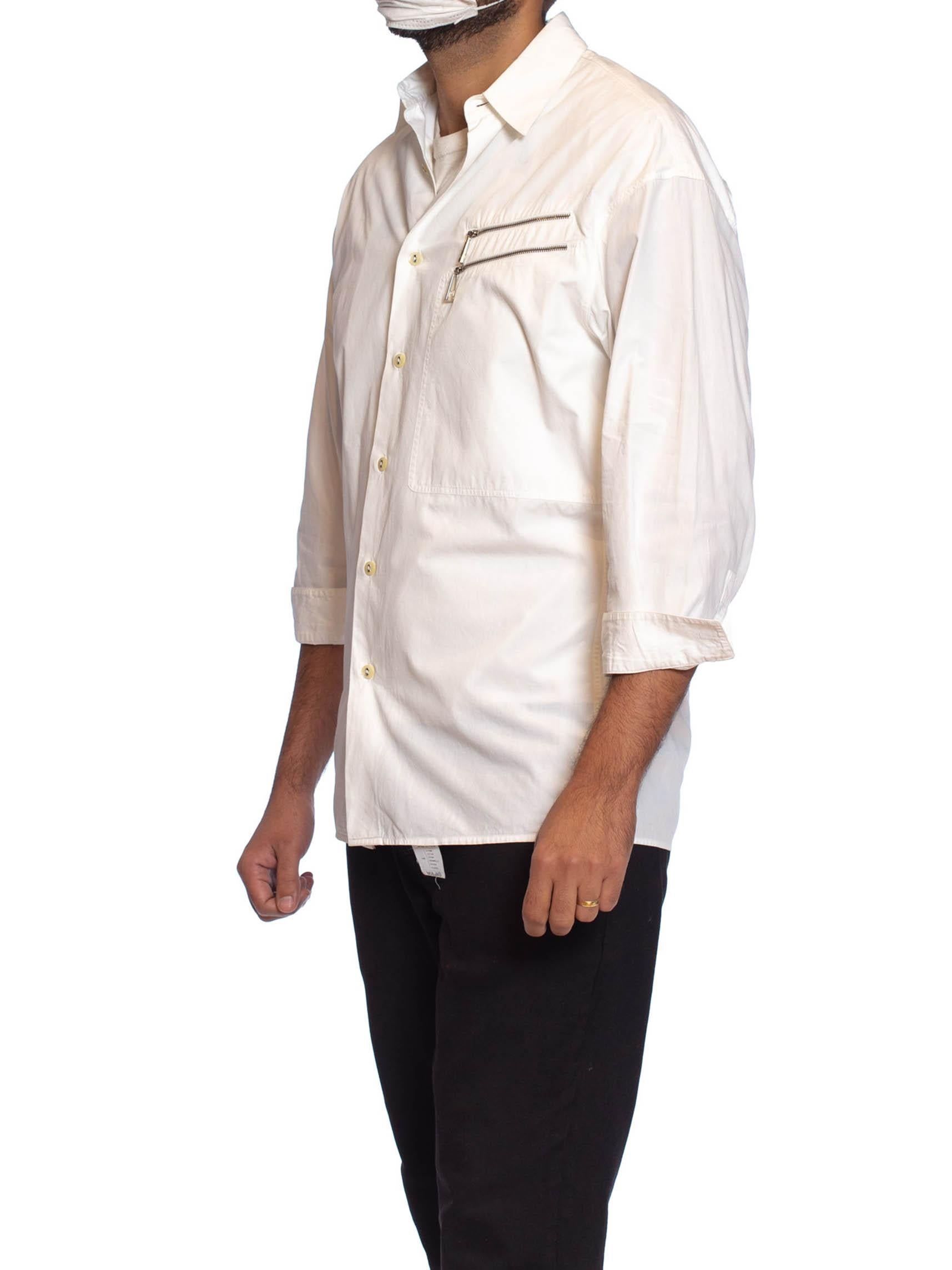 1980S CLAUDE MONTANA White Cotton Mens Shirt With Zipper Details 1