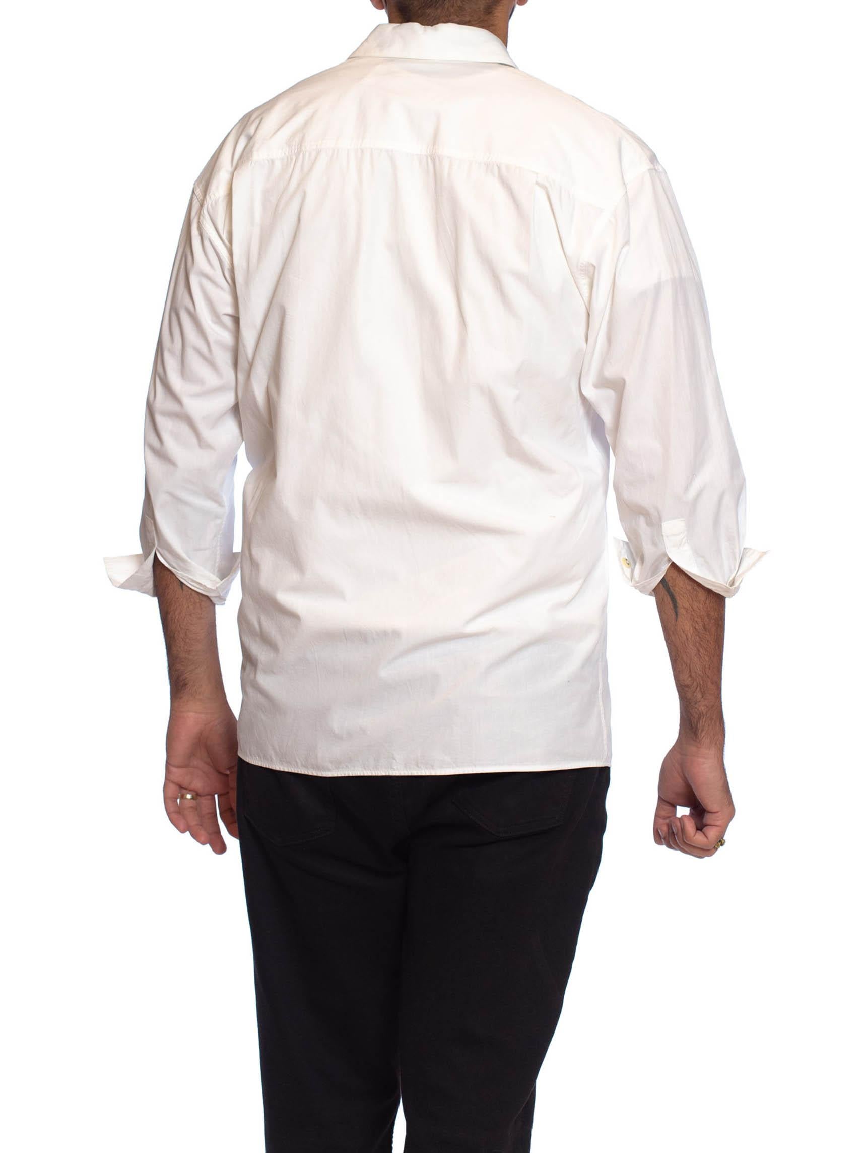 1980S CLAUDE MONTANA White Cotton Mens Shirt With Zipper Details 3