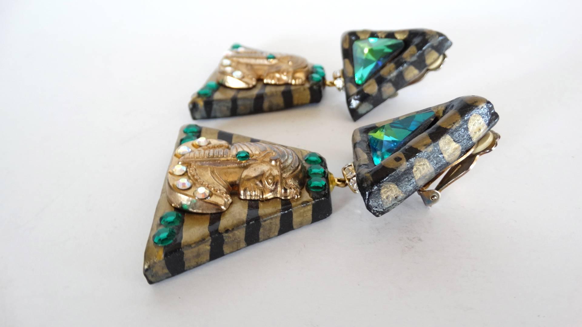 1980s Cleopatra Clip Earrings  1