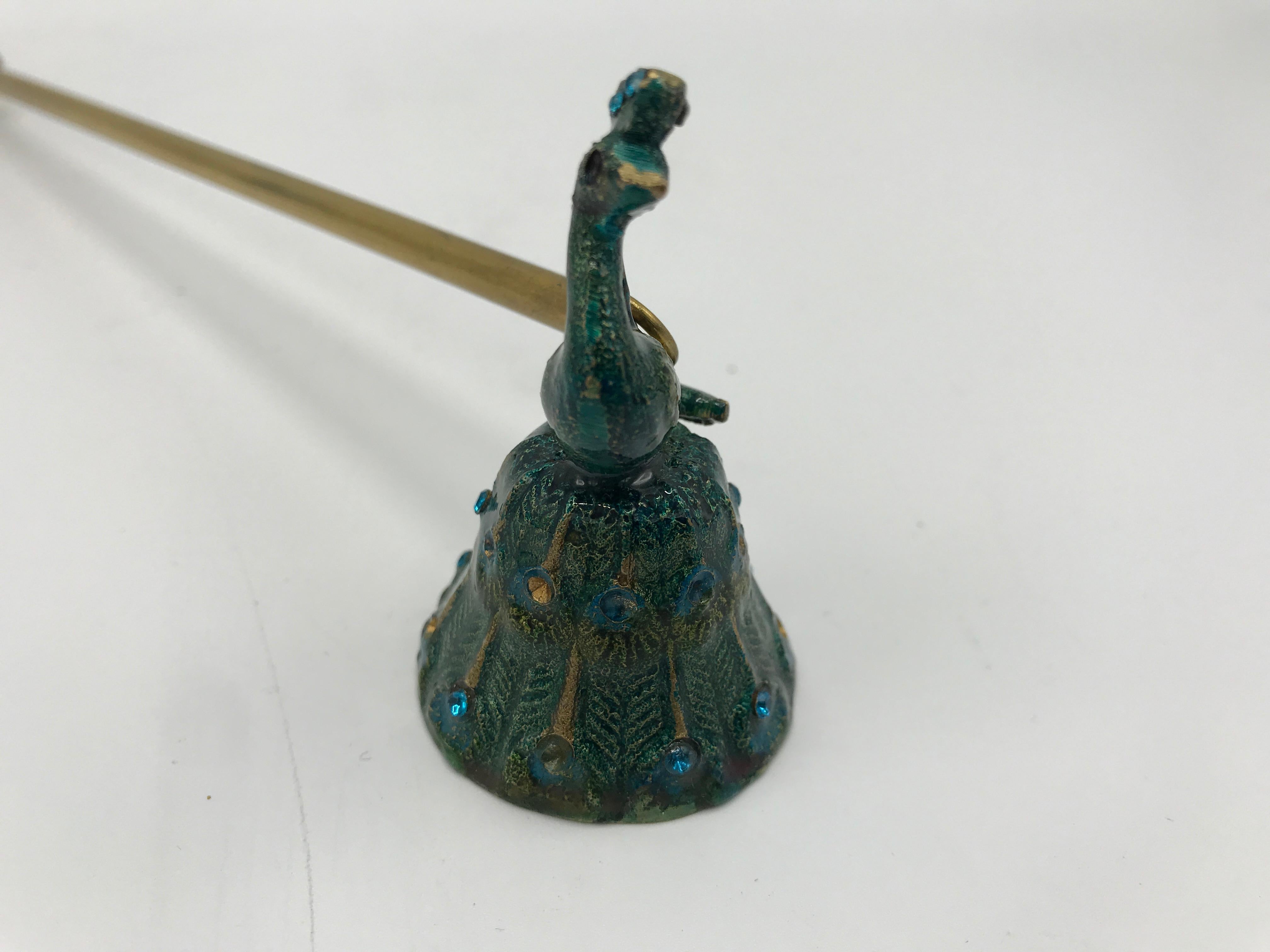 Cloissoné 1980s Cloisonne Peacock Candle Snuffer