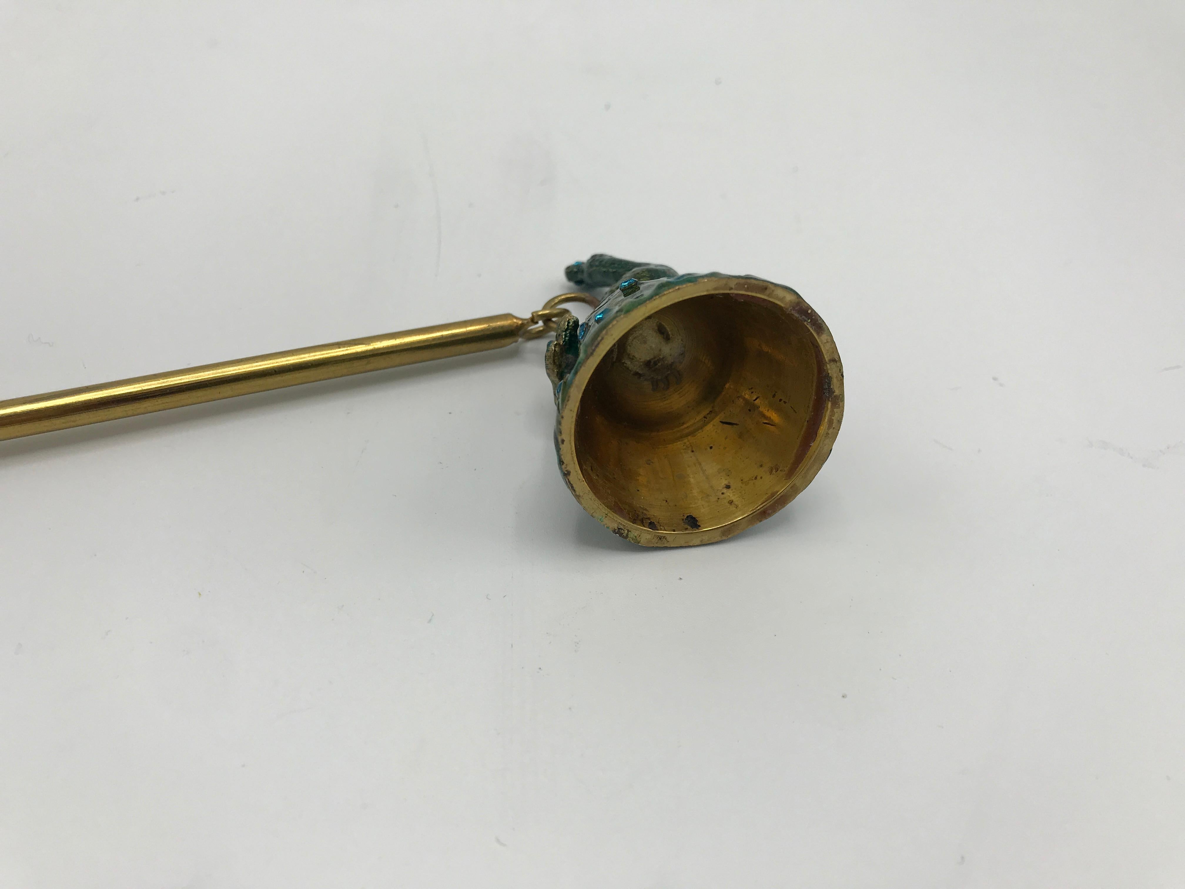 20th Century 1980s Cloisonne Peacock Candle Snuffer