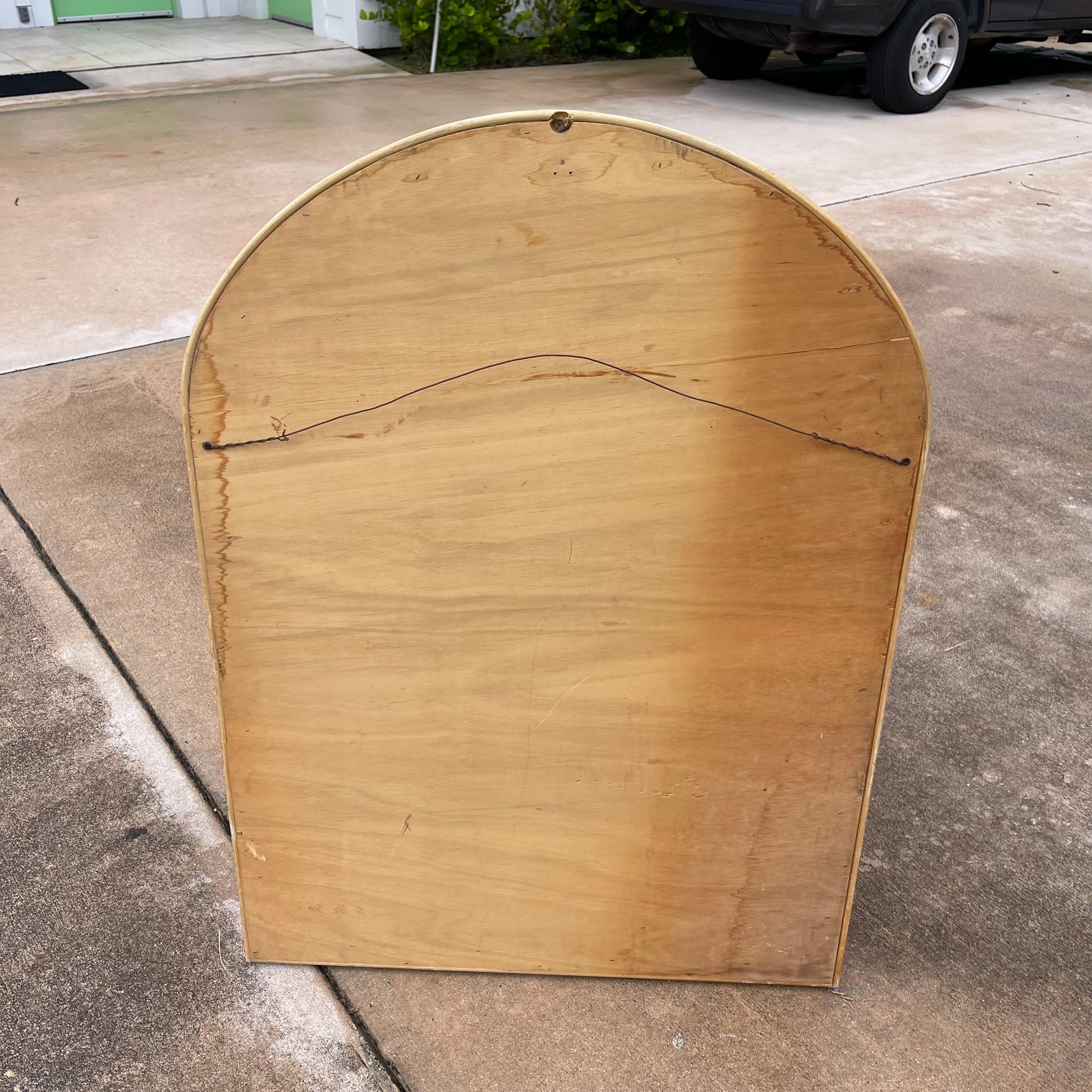 Coastal Deco Revival Espejo de pared de caña de lápiz de los años 80 en venta 6