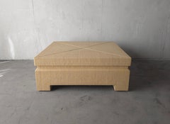 1980s Coastal Modern Rattan Wrapped Square Coffee Table