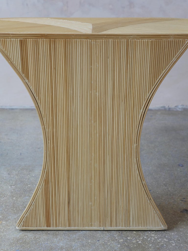 1980s Coastal Pencil Reed Console Table at 1stDibs