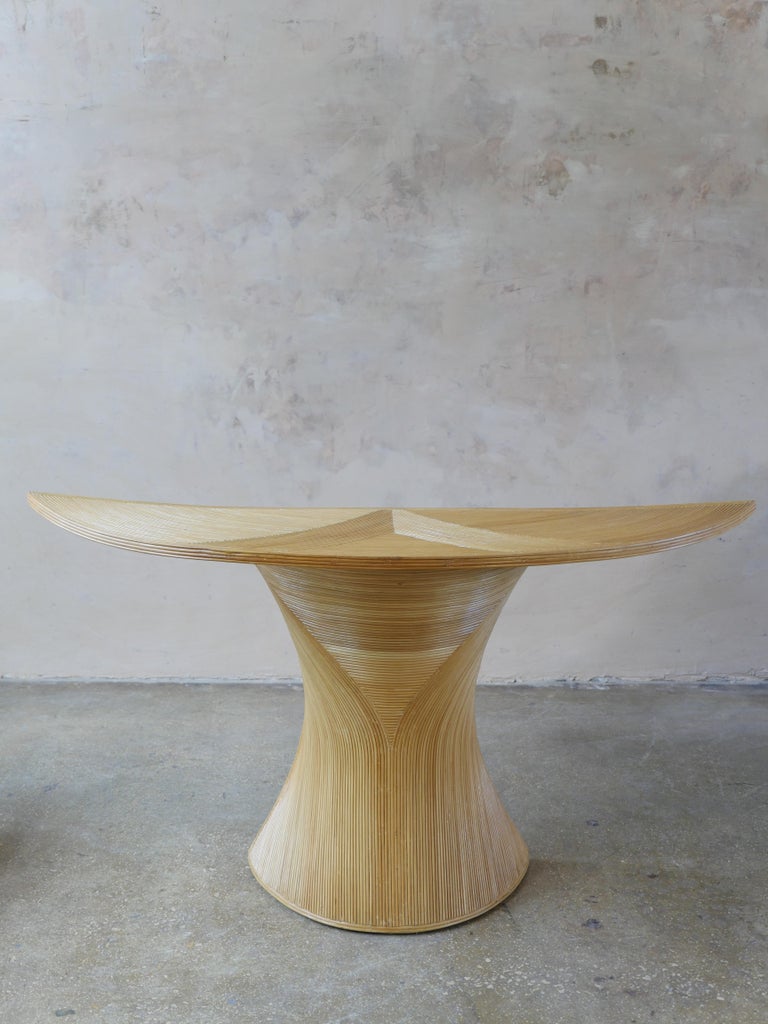 1980s Coastal Pencil Reed Console Table at 1stDibs