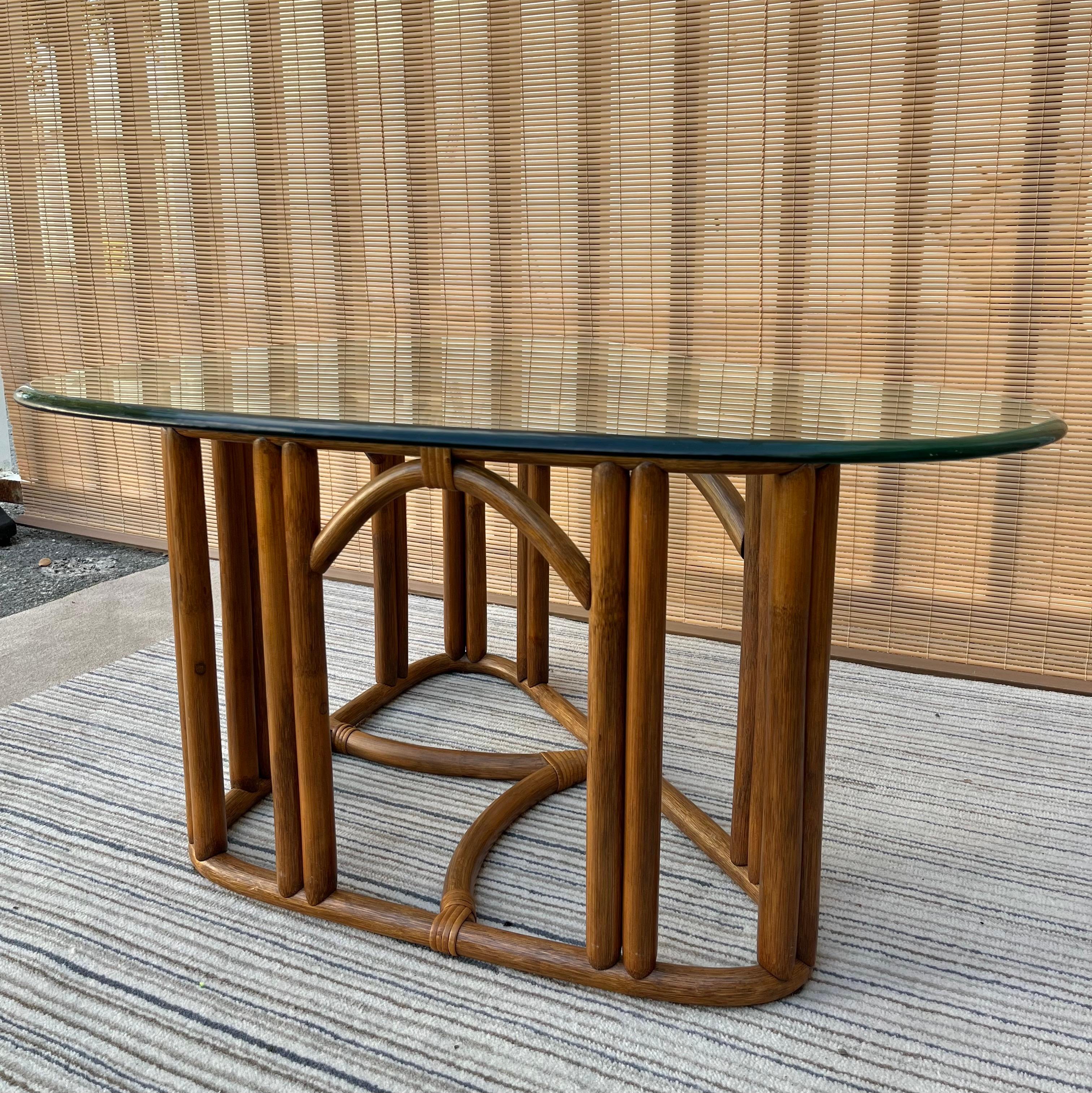 1980s Coastal Style Triangular Rattan Coffee Table in the Franco Albini Style For Sale 5