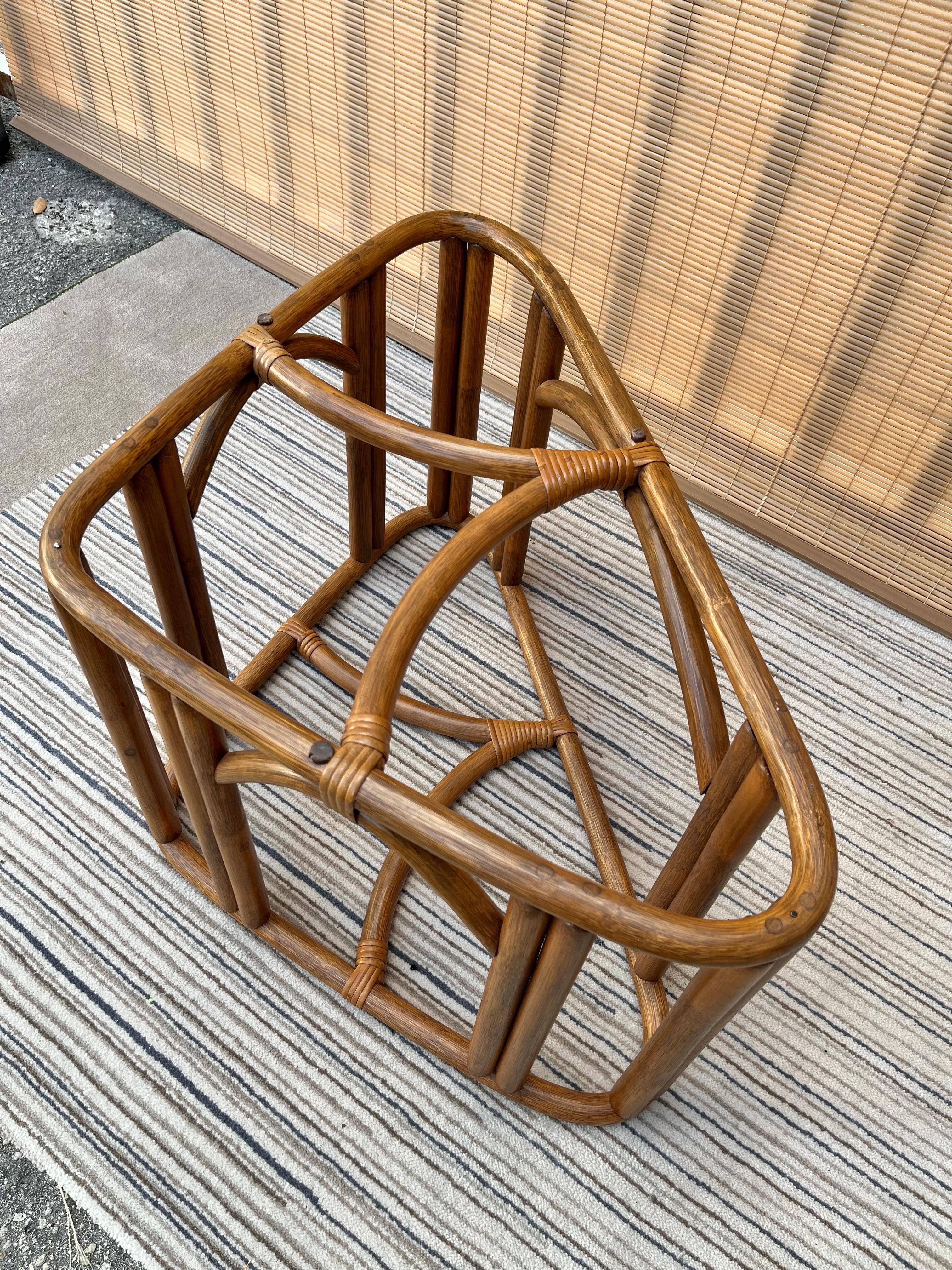 1980s Coastal Style Triangular Rattan Coffee Table in the Franco Albini Style For Sale 6